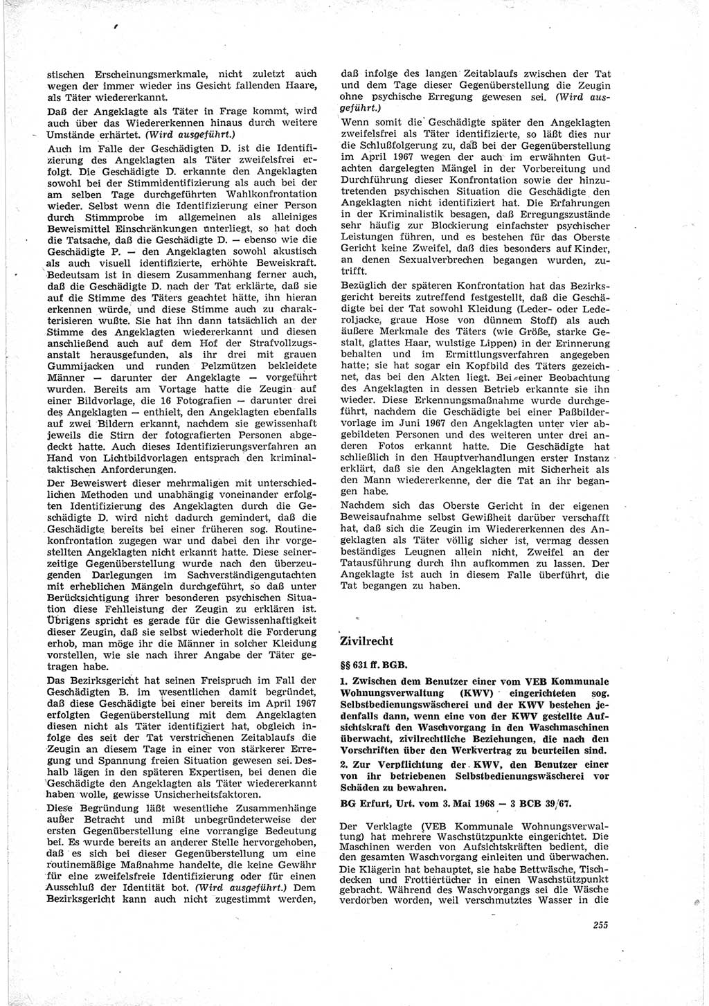 Neue Justiz (NJ), Zeitschrift für Recht und Rechtswissenschaft [Deutsche Demokratische Republik (DDR)], 23. Jahrgang 1969, Seite 255 (NJ DDR 1969, S. 255)