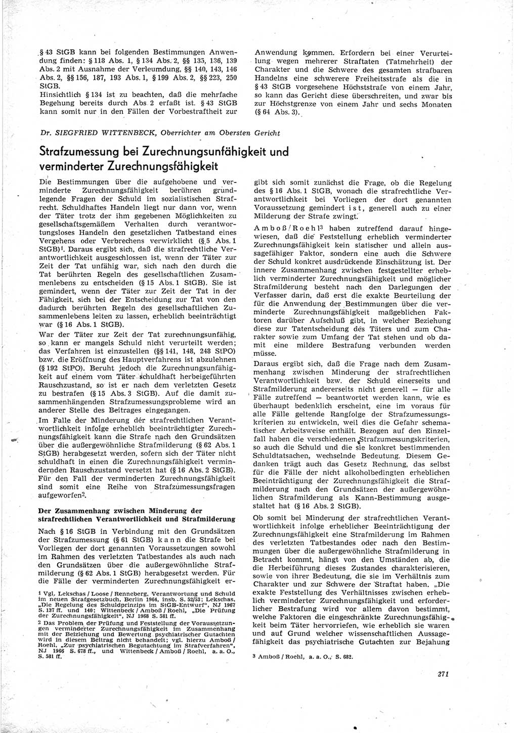 Neue Justiz (NJ), Zeitschrift für Recht und Rechtswissenschaft [Deutsche Demokratische Republik (DDR)], 23. Jahrgang 1969, Seite 271 (NJ DDR 1969, S. 271)