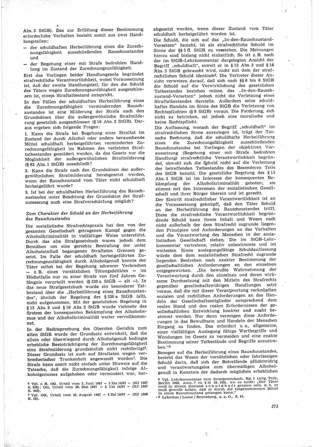 Neue Justiz (NJ), Zeitschrift für Recht und Rechtswissenschaft [Deutsche Demokratische Republik (DDR)], 23. Jahrgang 1969, Seite 273 (NJ DDR 1969, S. 273)