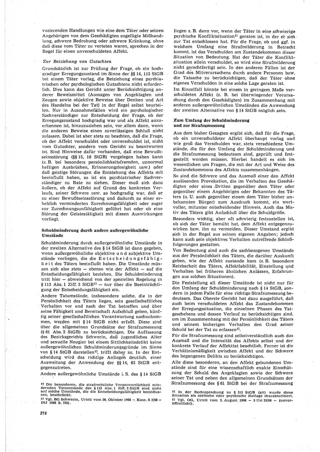 Neue Justiz (NJ), Zeitschrift für Recht und Rechtswissenschaft [Deutsche Demokratische Republik (DDR)], 23. Jahrgang 1969, Seite 278 (NJ DDR 1969, S. 278)