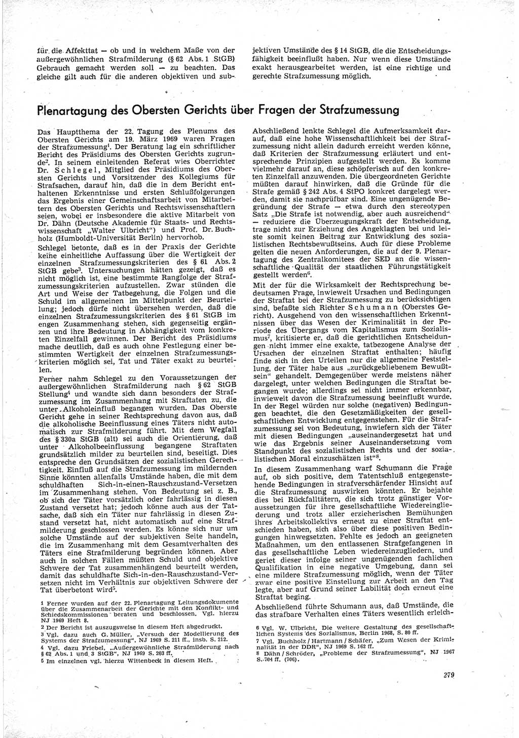 Neue Justiz (NJ), Zeitschrift für Recht und Rechtswissenschaft [Deutsche Demokratische Republik (DDR)], 23. Jahrgang 1969, Seite 279 (NJ DDR 1969, S. 279)