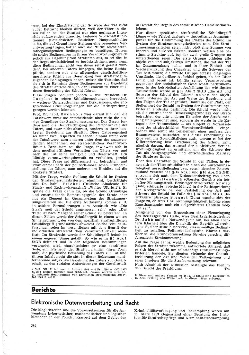 Neue Justiz (NJ), Zeitschrift für Recht und Rechtswissenschaft [Deutsche Demokratische Republik (DDR)], 23. Jahrgang 1969, Seite 280 (NJ DDR 1969, S. 280)