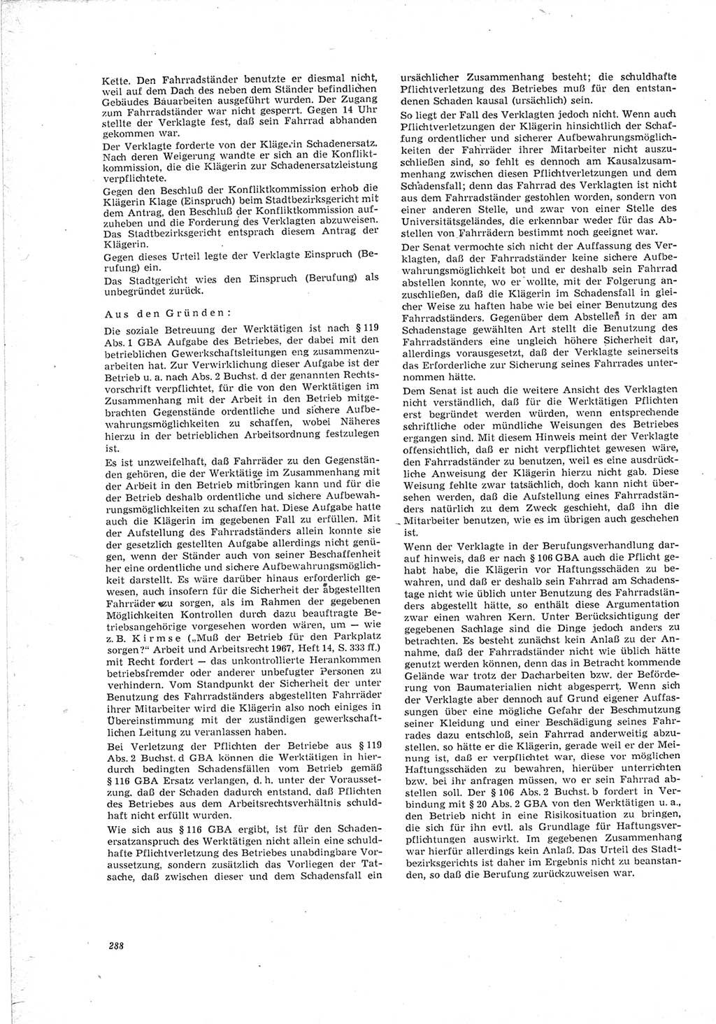 Neue Justiz (NJ), Zeitschrift für Recht und Rechtswissenschaft [Deutsche Demokratische Republik (DDR)], 23. Jahrgang 1969, Seite 288 (NJ DDR 1969, S. 288)