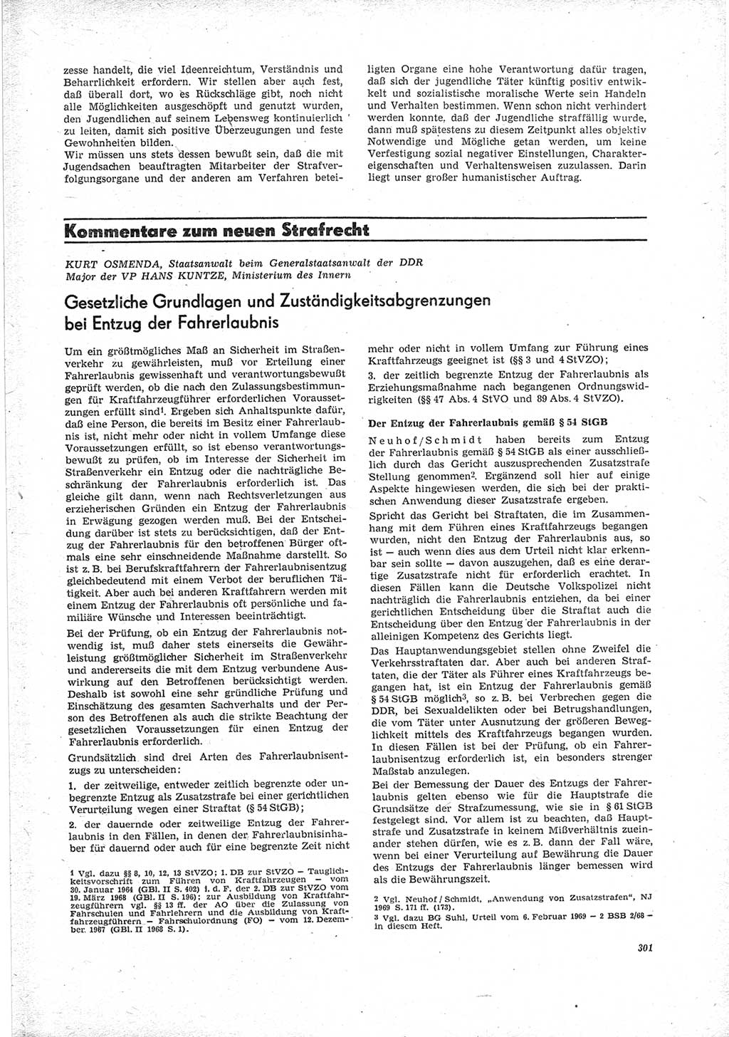Neue Justiz (NJ), Zeitschrift für Recht und Rechtswissenschaft [Deutsche Demokratische Republik (DDR)], 23. Jahrgang 1969, Seite 301 (NJ DDR 1969, S. 301)