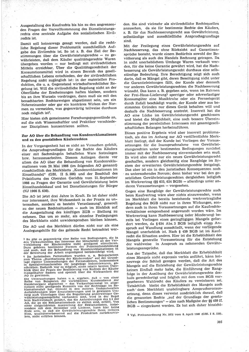 Neue Justiz (NJ), Zeitschrift für Recht und Rechtswissenschaft [Deutsche Demokratische Republik (DDR)], 23. Jahrgang 1969, Seite 305 (NJ DDR 1969, S. 305)