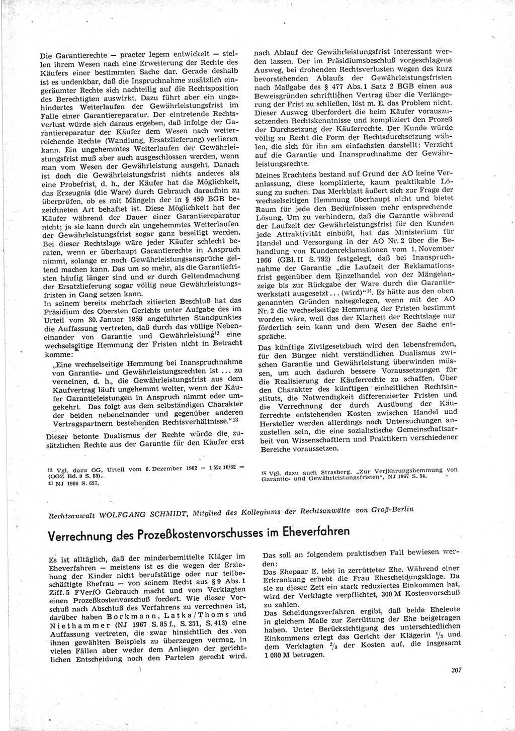 Neue Justiz (NJ), Zeitschrift für Recht und Rechtswissenschaft [Deutsche Demokratische Republik (DDR)], 23. Jahrgang 1969, Seite 307 (NJ DDR 1969, S. 307)