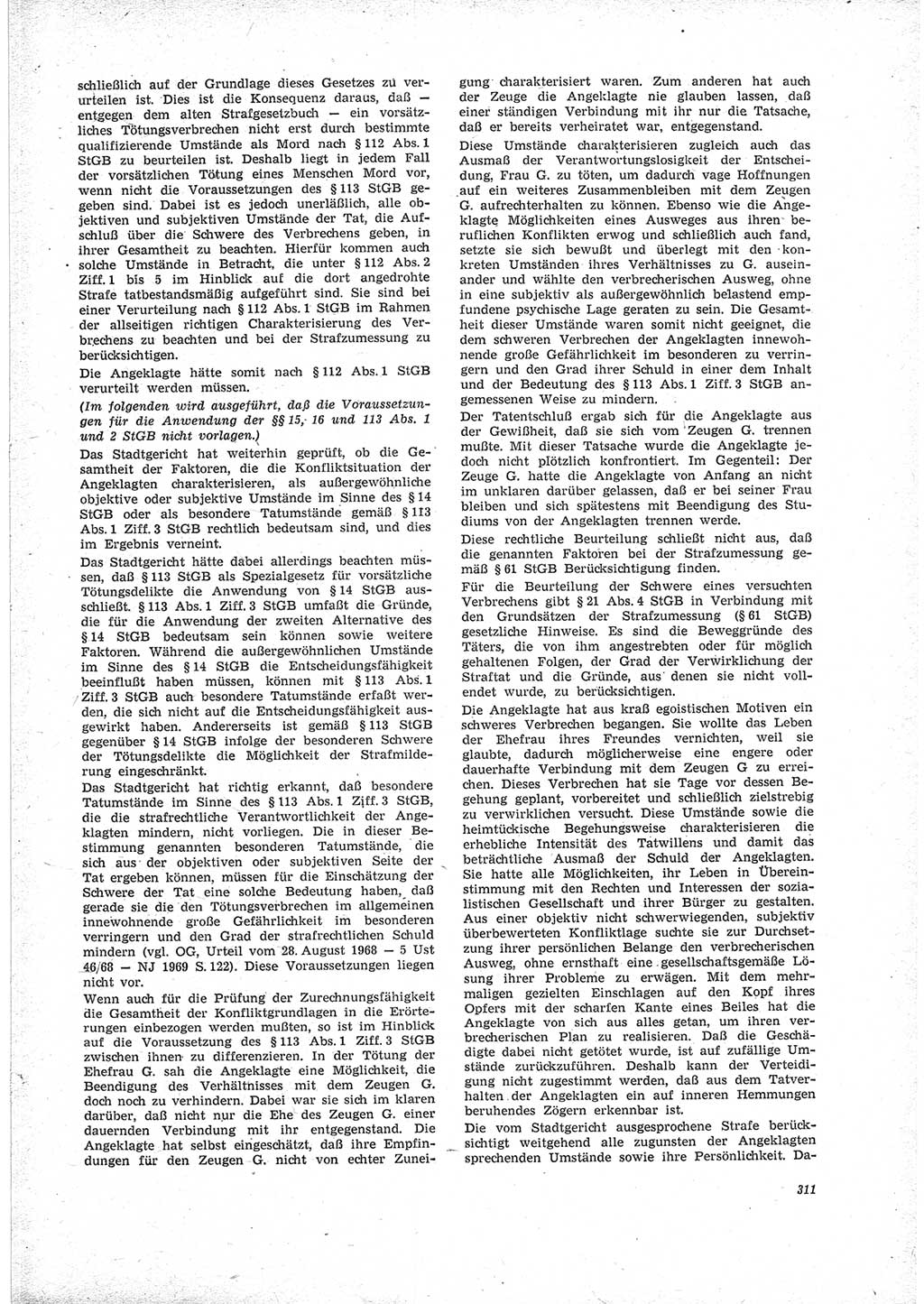 Neue Justiz (NJ), Zeitschrift für Recht und Rechtswissenschaft [Deutsche Demokratische Republik (DDR)], 23. Jahrgang 1969, Seite 311 (NJ DDR 1969, S. 311)