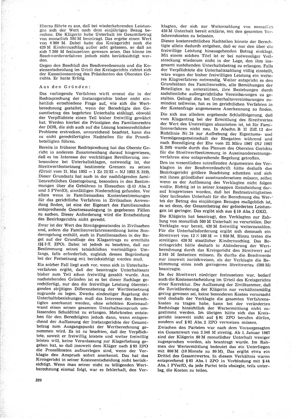 Neue Justiz (NJ), Zeitschrift für Recht und Rechtswissenschaft [Deutsche Demokratische Republik (DDR)], 23. Jahrgang 1969, Seite 320 (NJ DDR 1969, S. 320)