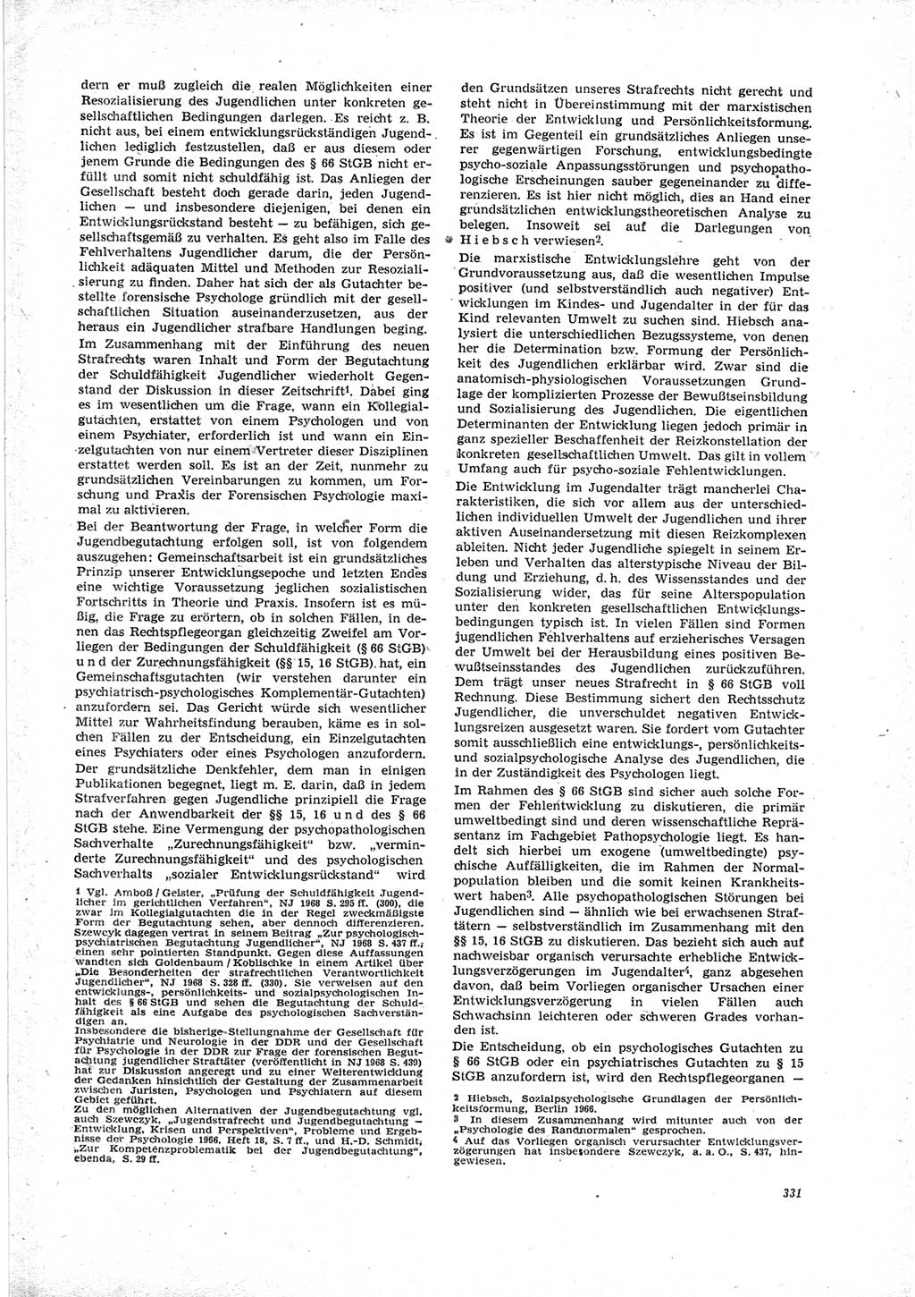 Neue Justiz (NJ), Zeitschrift für Recht und Rechtswissenschaft [Deutsche Demokratische Republik (DDR)], 23. Jahrgang 1969, Seite 331 (NJ DDR 1969, S. 331)