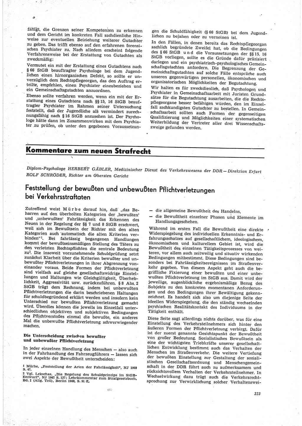 Neue Justiz (NJ), Zeitschrift für Recht und Rechtswissenschaft [Deutsche Demokratische Republik (DDR)], 23. Jahrgang 1969, Seite 333 (NJ DDR 1969, S. 333)