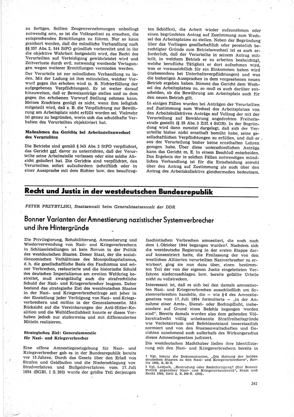 Neue Justiz (NJ), Zeitschrift für Recht und Rechtswissenschaft [Deutsche Demokratische Republik (DDR)], 23. Jahrgang 1969, Seite 341 (NJ DDR 1969, S. 341)