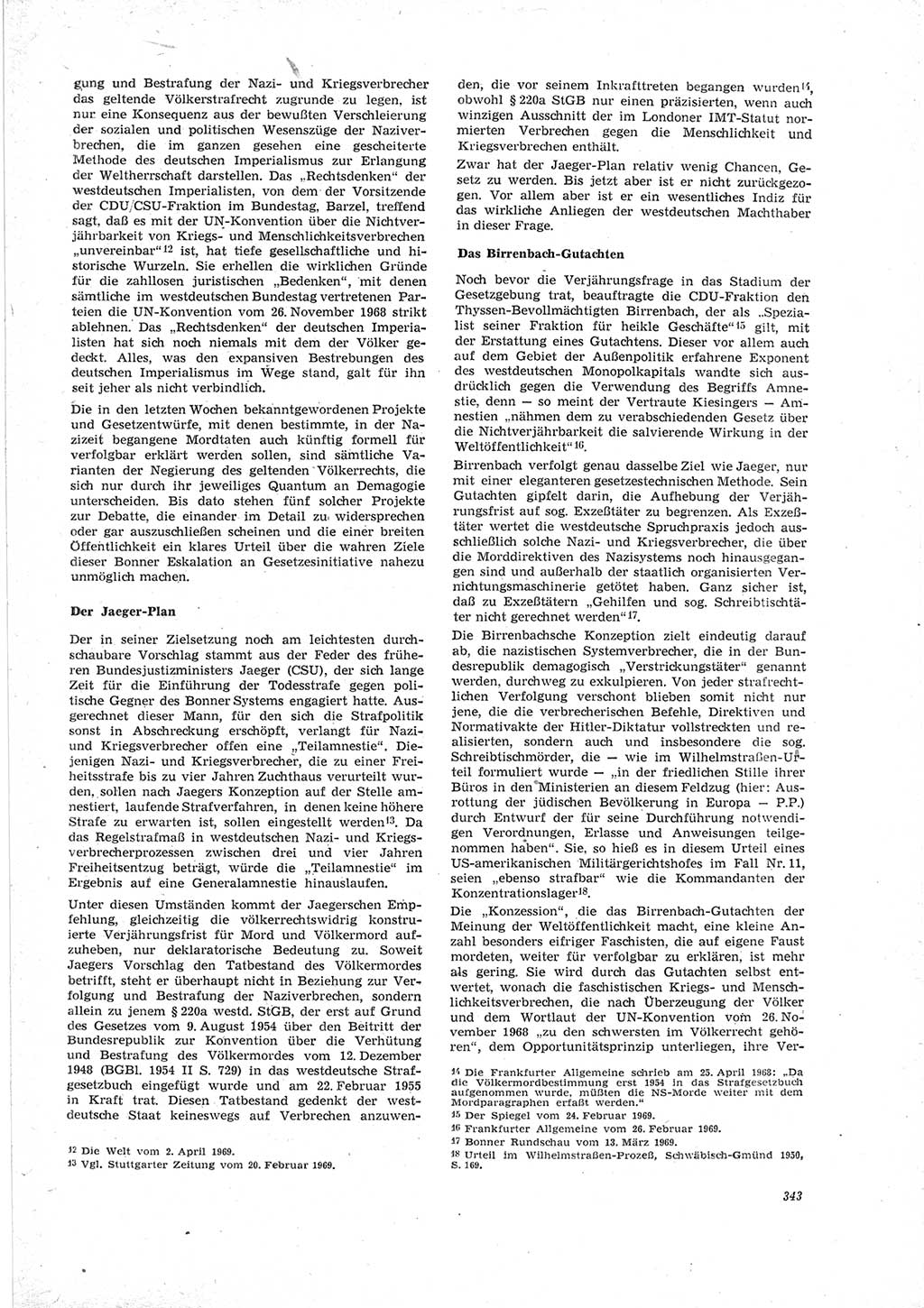 Neue Justiz (NJ), Zeitschrift für Recht und Rechtswissenschaft [Deutsche Demokratische Republik (DDR)], 23. Jahrgang 1969, Seite 343 (NJ DDR 1969, S. 343)