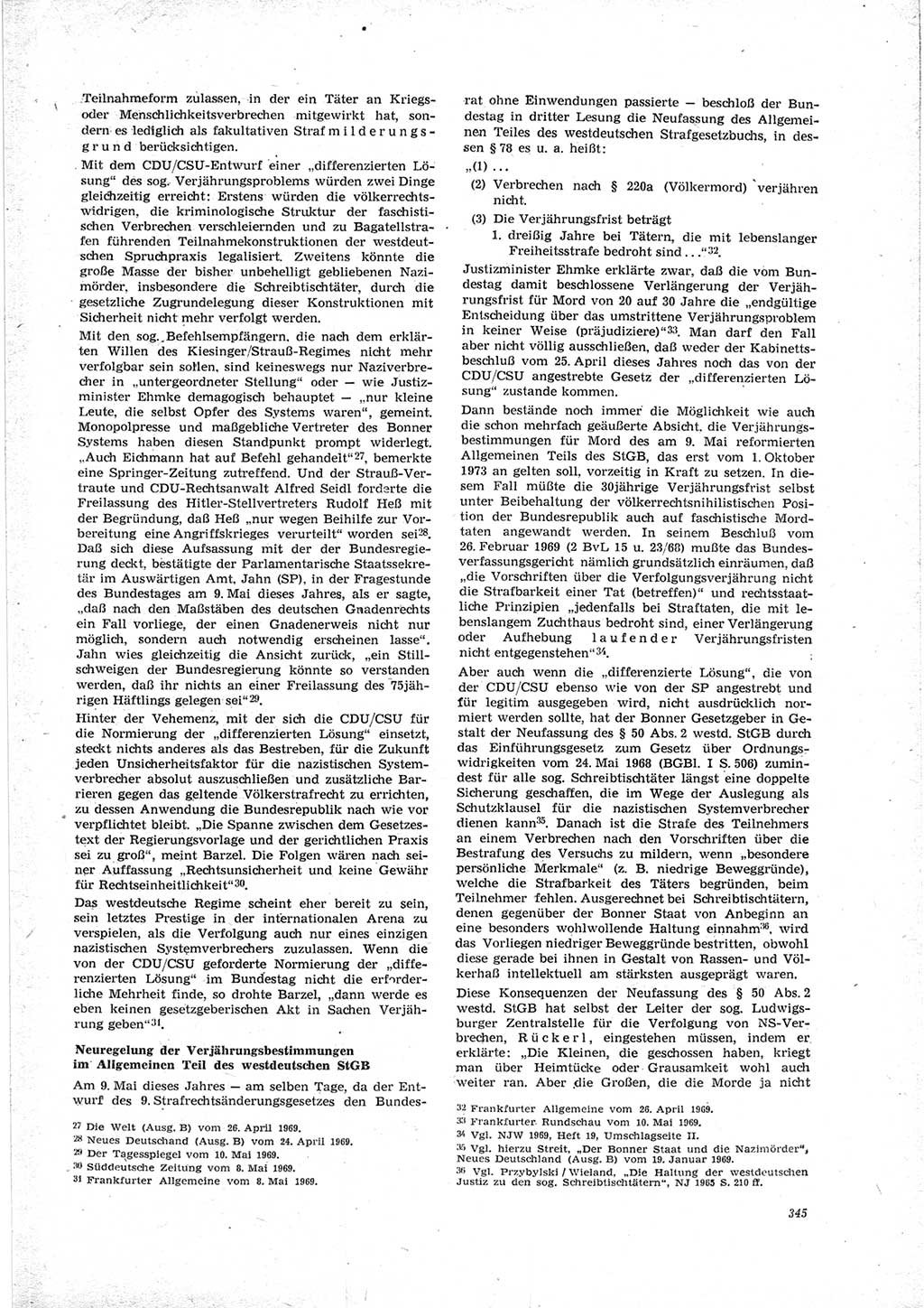 Neue Justiz (NJ), Zeitschrift für Recht und Rechtswissenschaft [Deutsche Demokratische Republik (DDR)], 23. Jahrgang 1969, Seite 345 (NJ DDR 1969, S. 345)