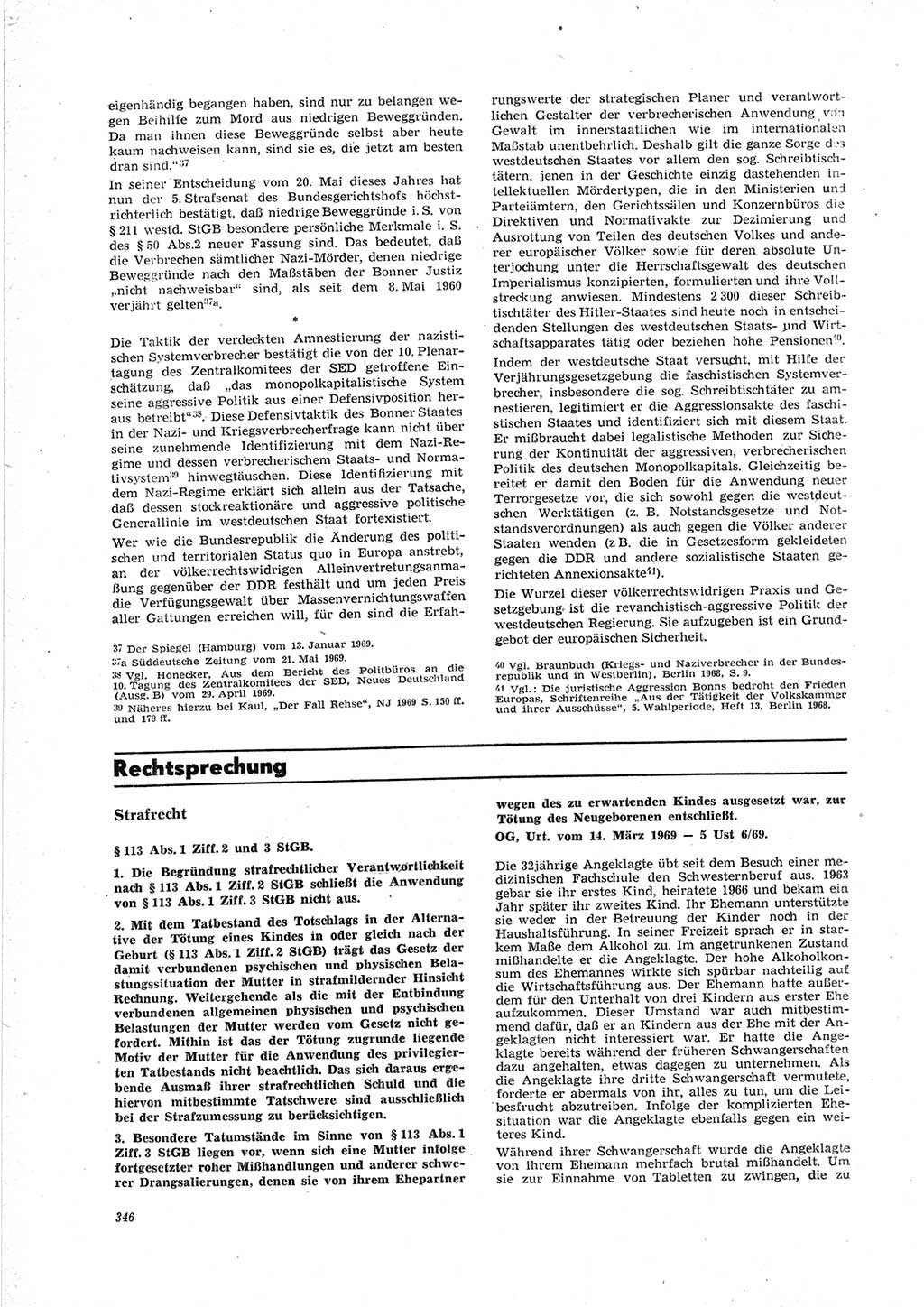 Neue Justiz (NJ), Zeitschrift für Recht und Rechtswissenschaft [Deutsche Demokratische Republik (DDR)], 23. Jahrgang 1969, Seite 346 (NJ DDR 1969, S. 346)