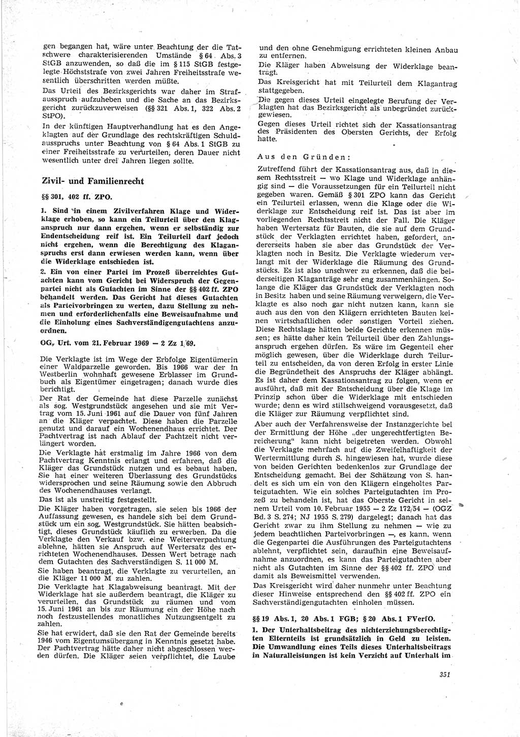 Neue Justiz (NJ), Zeitschrift für Recht und Rechtswissenschaft [Deutsche Demokratische Republik (DDR)], 23. Jahrgang 1969, Seite 351 (NJ DDR 1969, S. 351)