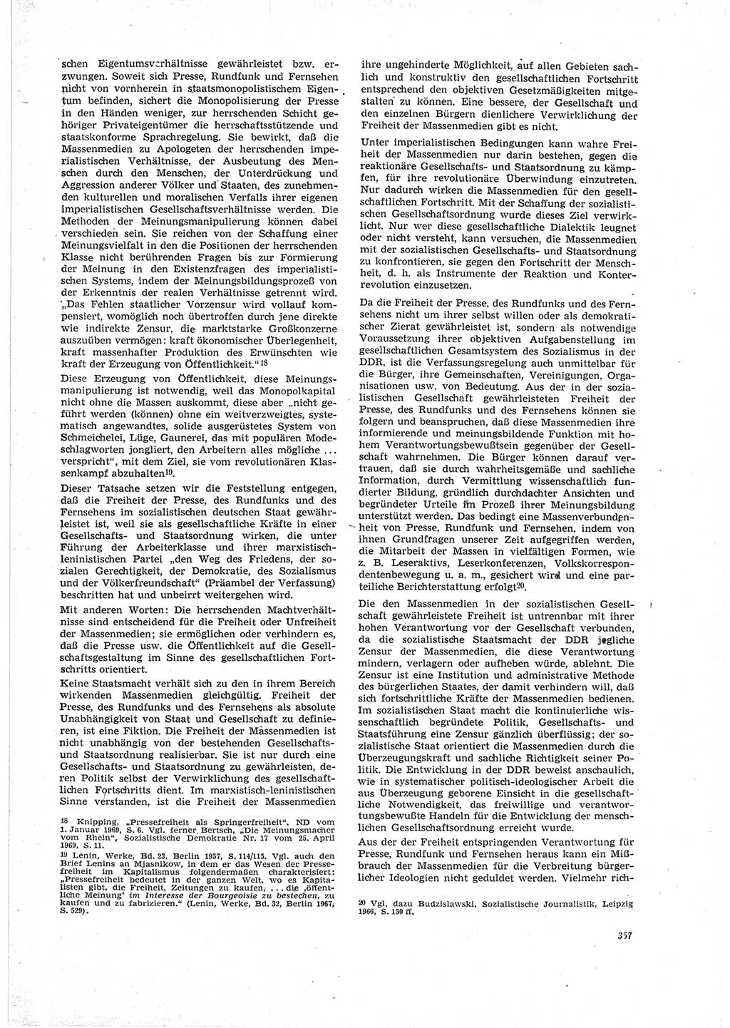 Neue Justiz (NJ), Zeitschrift für Recht und Rechtswissenschaft [Deutsche Demokratische Republik (DDR)], 23. Jahrgang 1969, Seite 357 (NJ DDR 1969, S. 357)