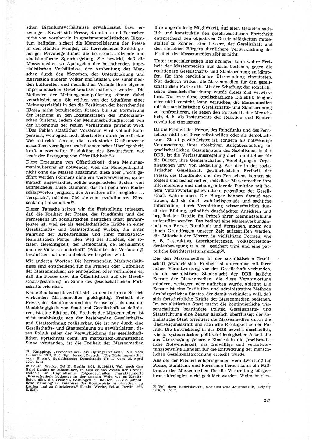 Neue Justiz (NJ), Zeitschrift für Recht und Rechtswissenschaft [Deutsche Demokratische Republik (DDR)], 23. Jahrgang 1969, Seite 357 (NJ DDR 1969, S. 357)