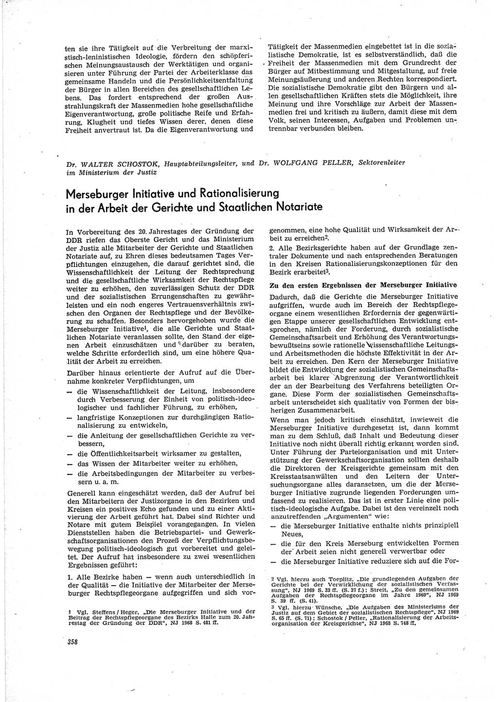 Neue Justiz (NJ), Zeitschrift für Recht und Rechtswissenschaft [Deutsche Demokratische Republik (DDR)], 23. Jahrgang 1969, Seite 358 (NJ DDR 1969, S. 358)