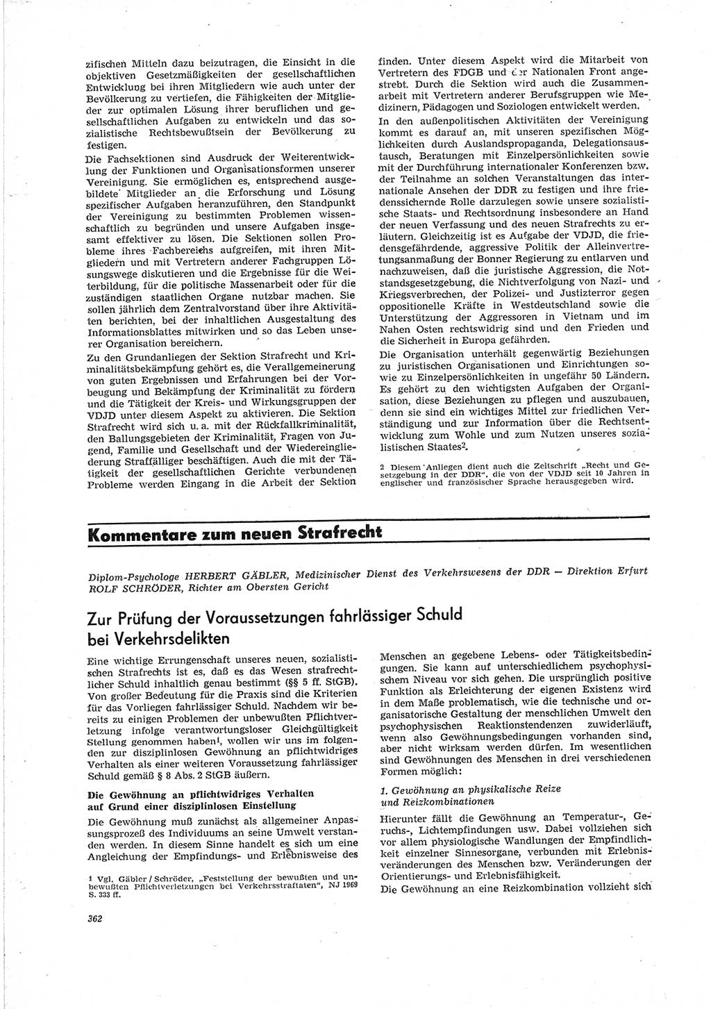 Neue Justiz (NJ), Zeitschrift für Recht und Rechtswissenschaft [Deutsche Demokratische Republik (DDR)], 23. Jahrgang 1969, Seite 362 (NJ DDR 1969, S. 362)