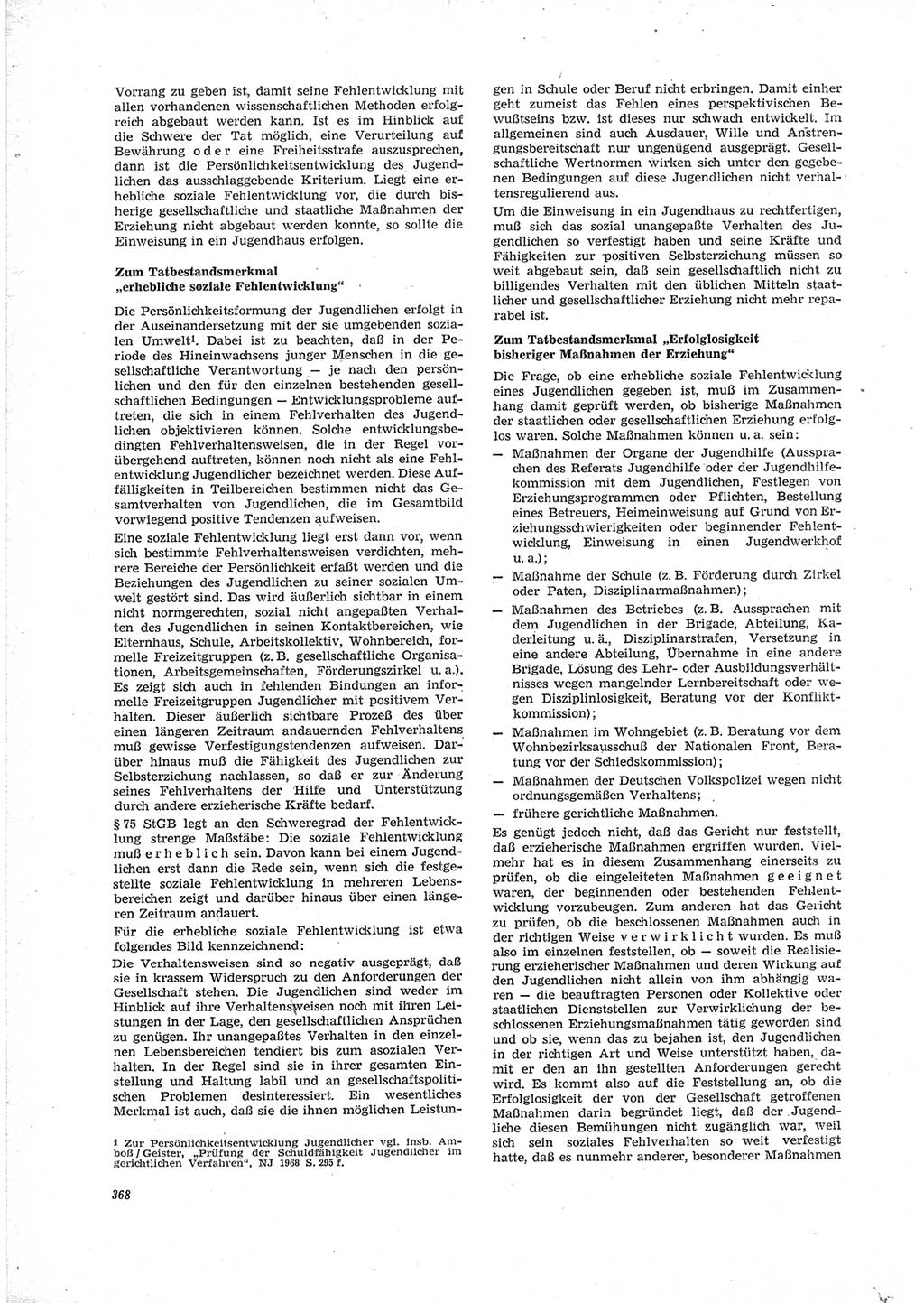 Neue Justiz (NJ), Zeitschrift für Recht und Rechtswissenschaft [Deutsche Demokratische Republik (DDR)], 23. Jahrgang 1969, Seite 368 (NJ DDR 1969, S. 368)