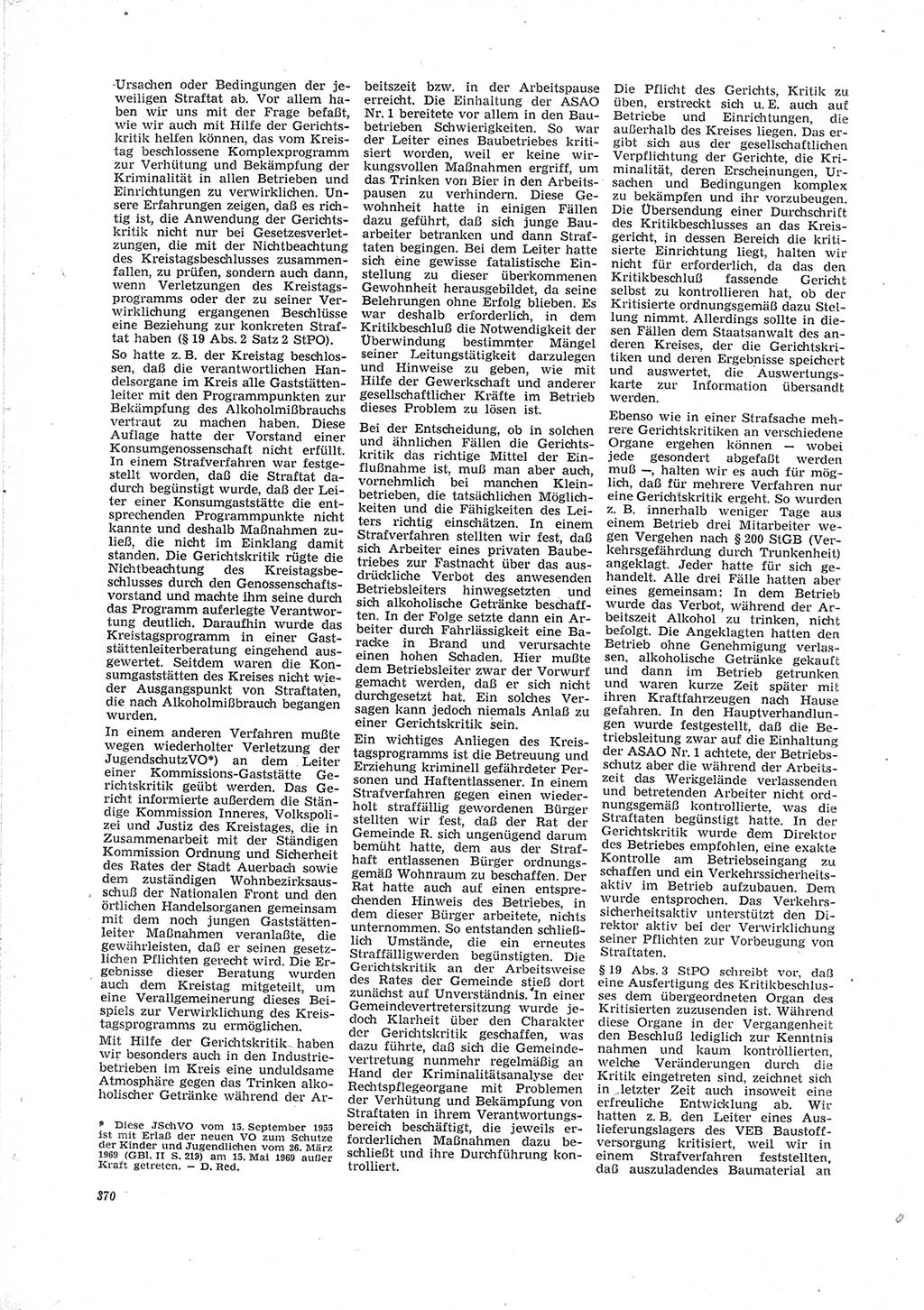 Neue Justiz (NJ), Zeitschrift für Recht und Rechtswissenschaft [Deutsche Demokratische Republik (DDR)], 23. Jahrgang 1969, Seite 370 (NJ DDR 1969, S. 370)