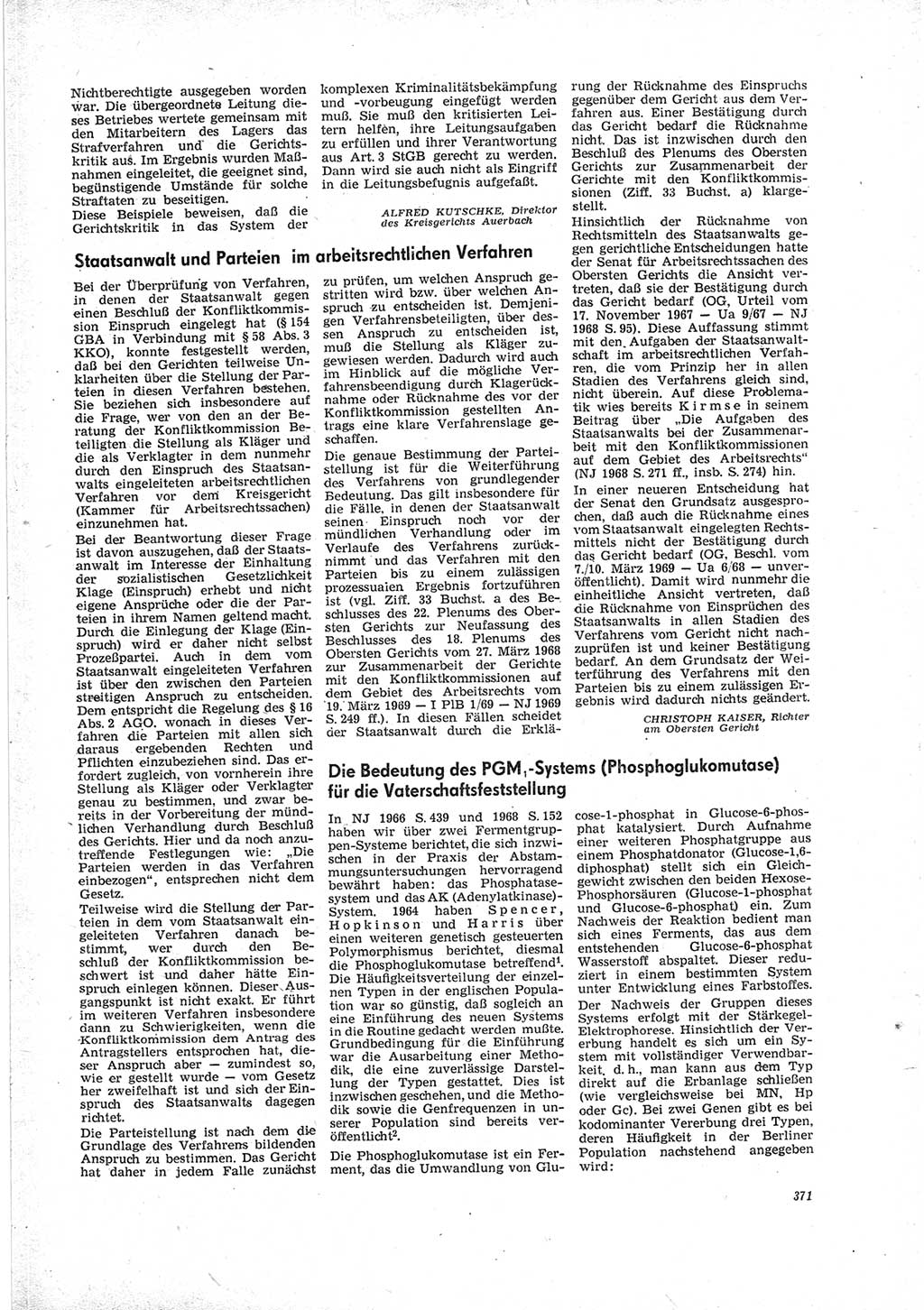 Neue Justiz (NJ), Zeitschrift für Recht und Rechtswissenschaft [Deutsche Demokratische Republik (DDR)], 23. Jahrgang 1969, Seite 371 (NJ DDR 1969, S. 371)