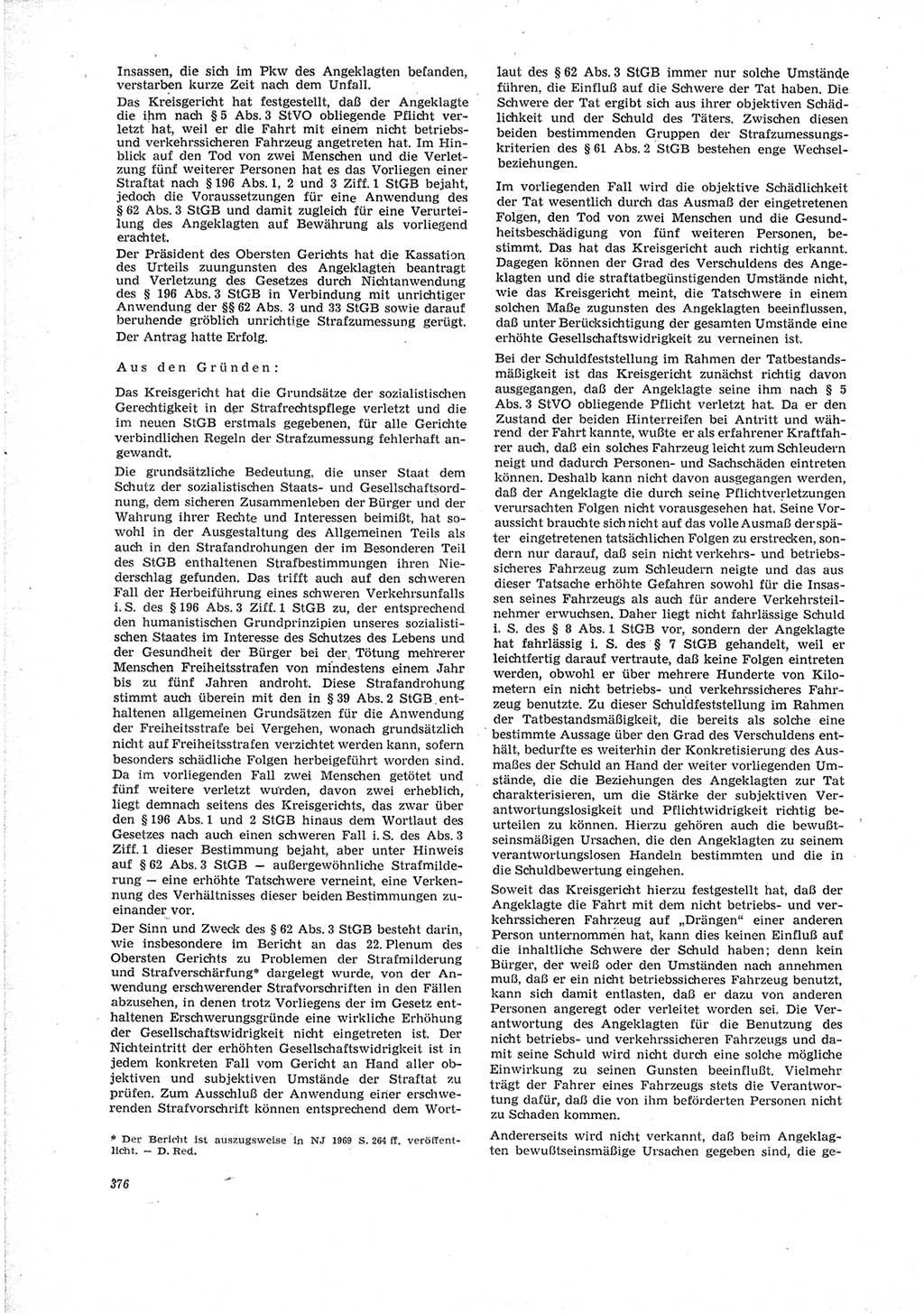Neue Justiz (NJ), Zeitschrift für Recht und Rechtswissenschaft [Deutsche Demokratische Republik (DDR)], 23. Jahrgang 1969, Seite 376 (NJ DDR 1969, S. 376)