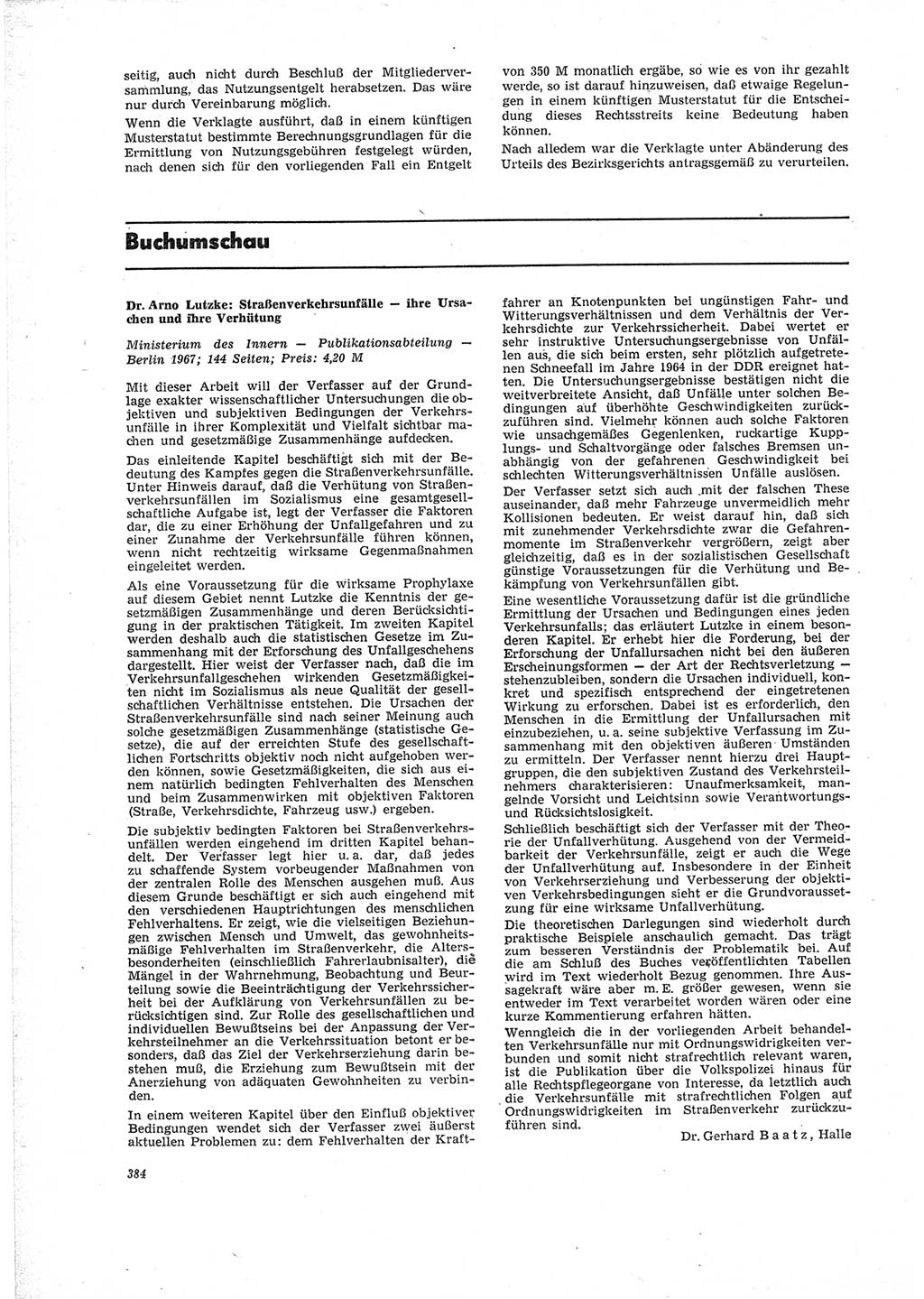 Neue Justiz (NJ), Zeitschrift für Recht und Rechtswissenschaft [Deutsche Demokratische Republik (DDR)], 23. Jahrgang 1969, Seite 384 (NJ DDR 1969, S. 384)