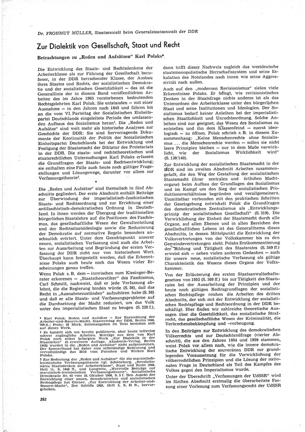 Neue Justiz (NJ), Zeitschrift für Recht und Rechtswissenschaft [Deutsche Demokratische Republik (DDR)], 23. Jahrgang 1969, Seite 392 (NJ DDR 1969, S. 392)
