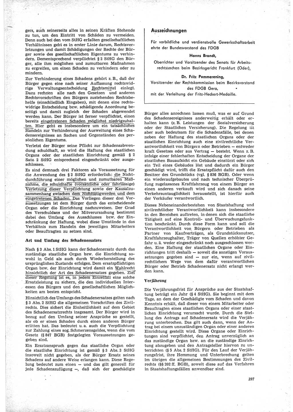 Neue Justiz (NJ), Zeitschrift für Recht und Rechtswissenschaft [Deutsche Demokratische Republik (DDR)], 23. Jahrgang 1969, Seite 397 (NJ DDR 1969, S. 397)