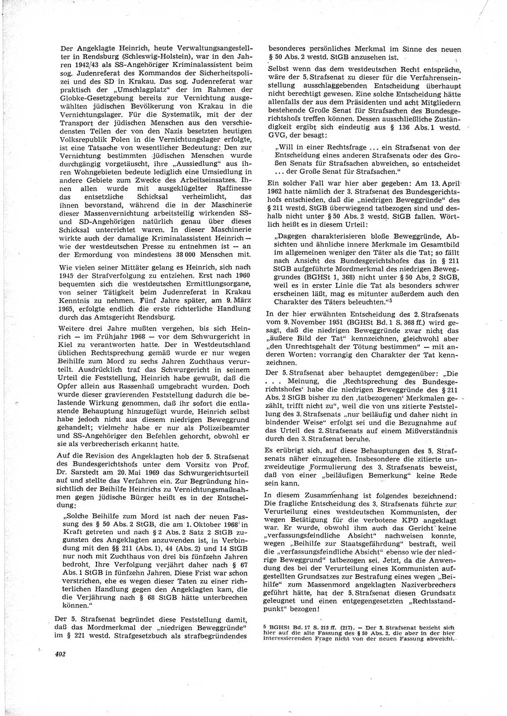 Neue Justiz (NJ), Zeitschrift für Recht und Rechtswissenschaft [Deutsche Demokratische Republik (DDR)], 23. Jahrgang 1969, Seite 402 (NJ DDR 1969, S. 402)