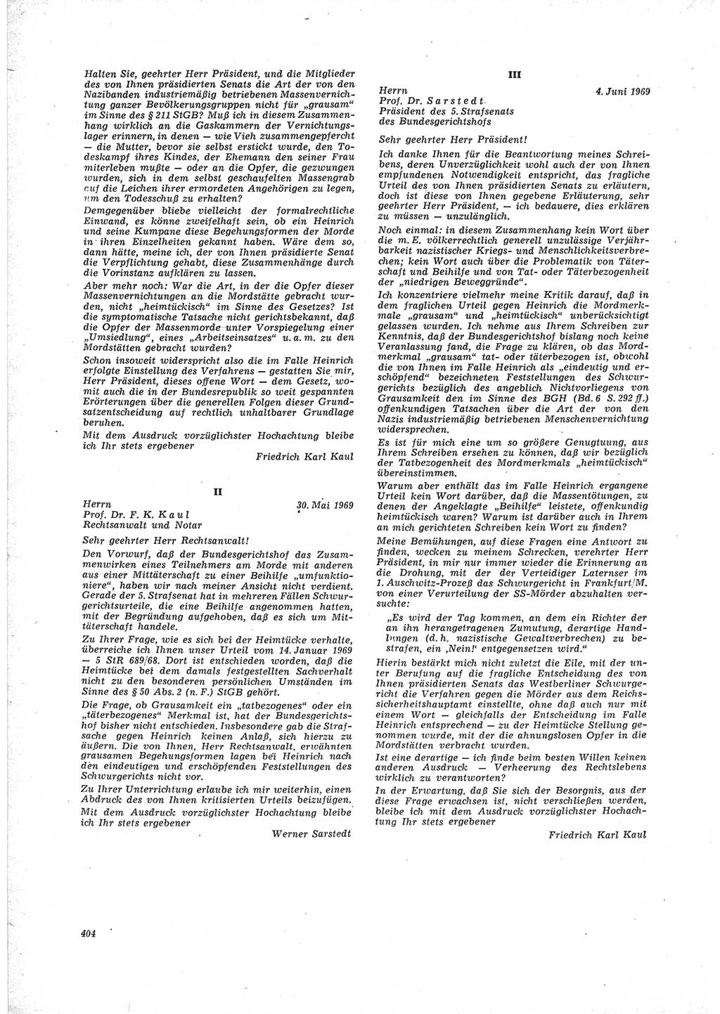 Neue Justiz (NJ), Zeitschrift für Recht und Rechtswissenschaft [Deutsche Demokratische Republik (DDR)], 23. Jahrgang 1969, Seite 404 (NJ DDR 1969, S. 404)