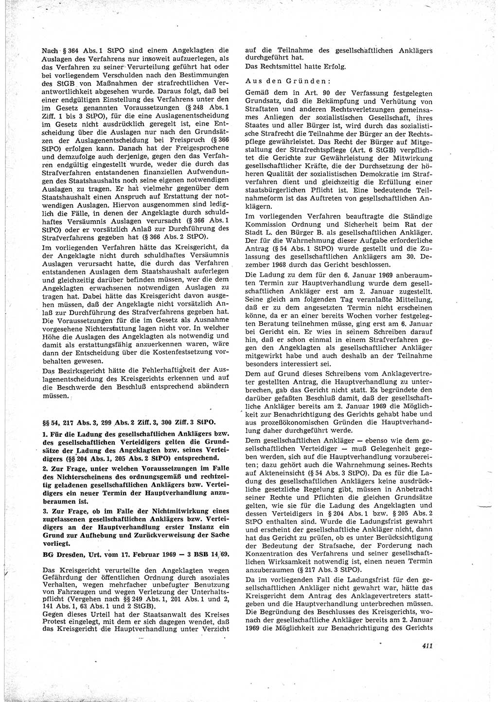 Neue Justiz (NJ), Zeitschrift für Recht und Rechtswissenschaft [Deutsche Demokratische Republik (DDR)], 23. Jahrgang 1969, Seite 411 (NJ DDR 1969, S. 411)