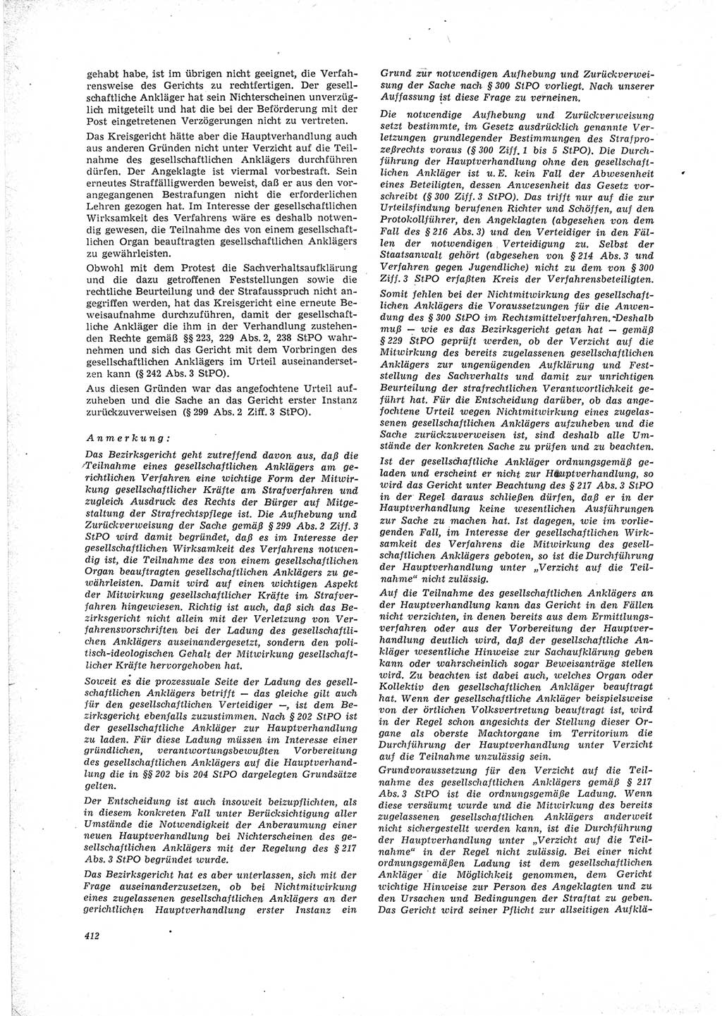 Neue Justiz (NJ), Zeitschrift für Recht und Rechtswissenschaft [Deutsche Demokratische Republik (DDR)], 23. Jahrgang 1969, Seite 412 (NJ DDR 1969, S. 412)