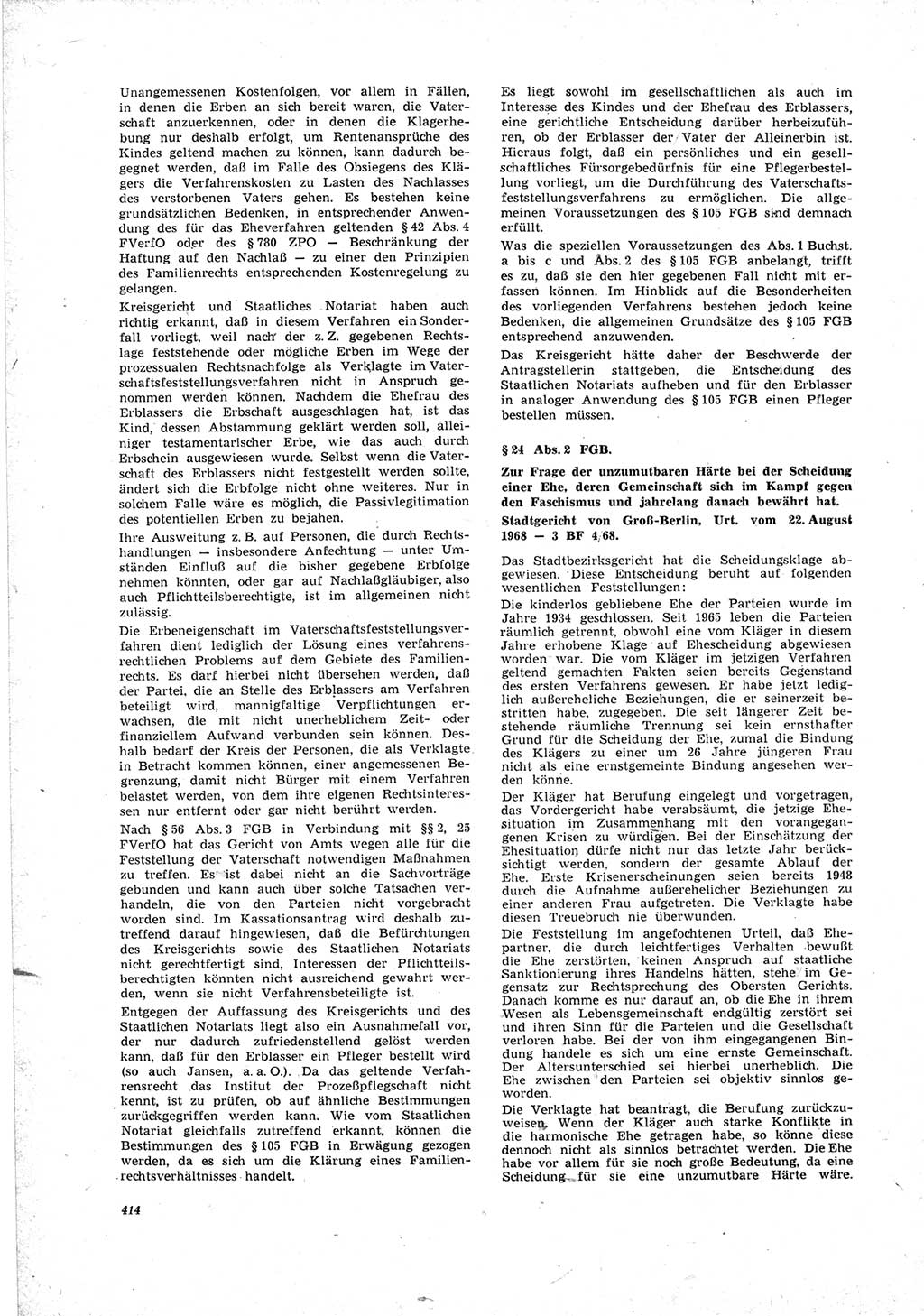 Neue Justiz (NJ), Zeitschrift für Recht und Rechtswissenschaft [Deutsche Demokratische Republik (DDR)], 23. Jahrgang 1969, Seite 414 (NJ DDR 1969, S. 414)