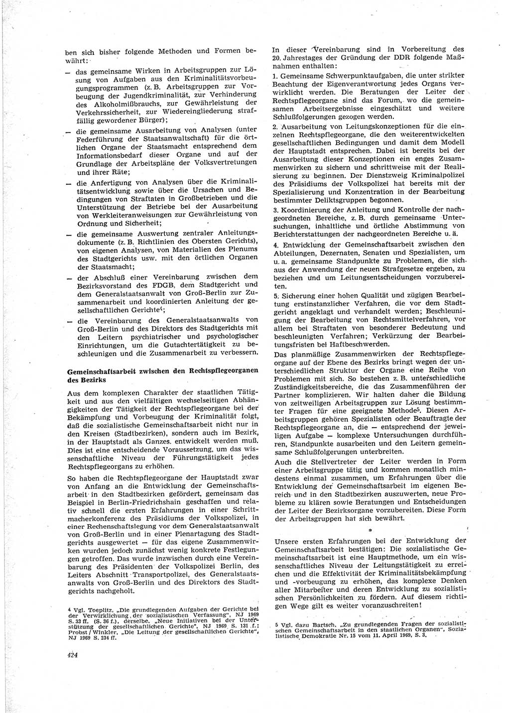 Neue Justiz (NJ), Zeitschrift für Recht und Rechtswissenschaft [Deutsche Demokratische Republik (DDR)], 23. Jahrgang 1969, Seite 424 (NJ DDR 1969, S. 424)