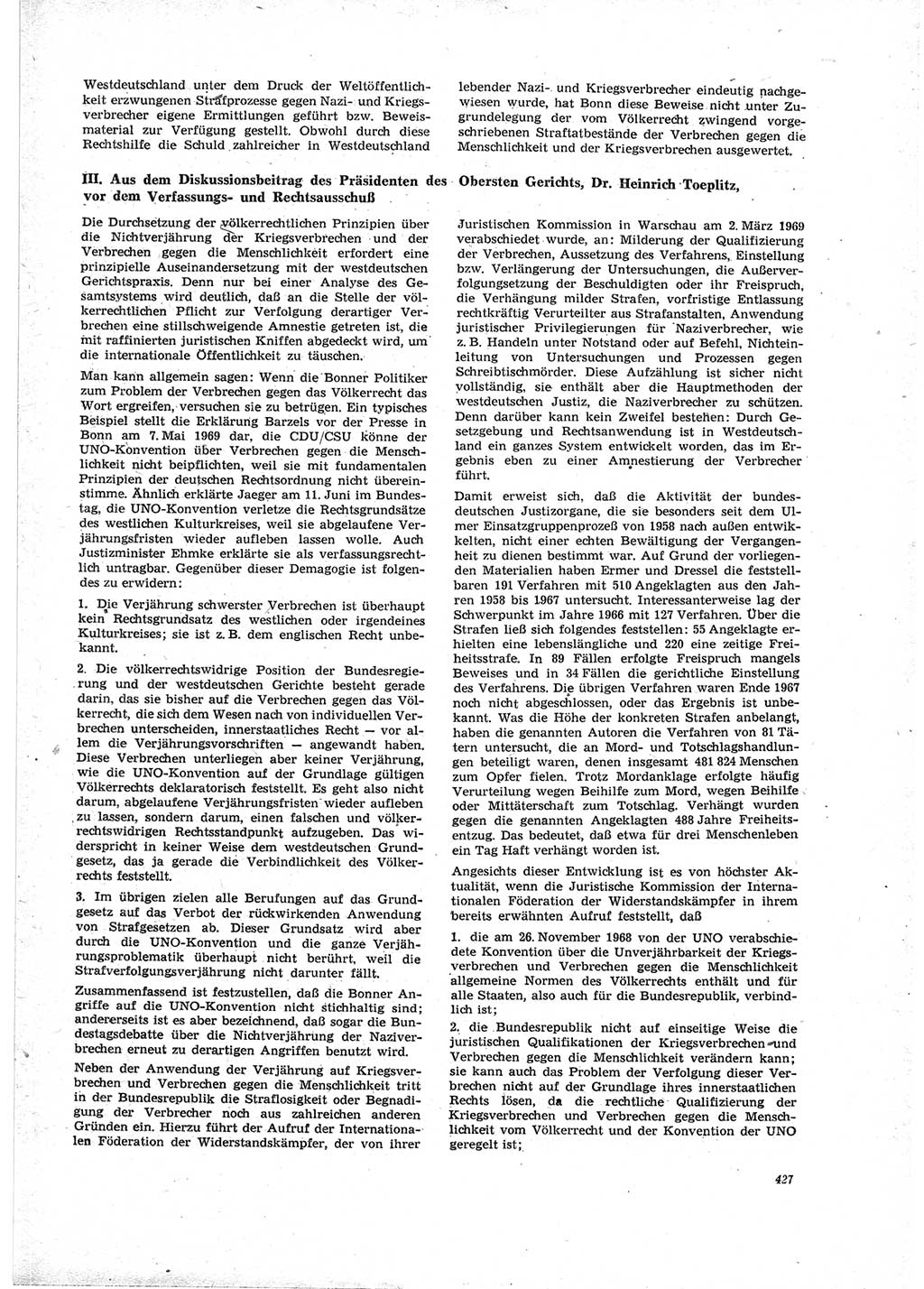 Neue Justiz (NJ), Zeitschrift für Recht und Rechtswissenschaft [Deutsche Demokratische Republik (DDR)], 23. Jahrgang 1969, Seite 427 (NJ DDR 1969, S. 427)