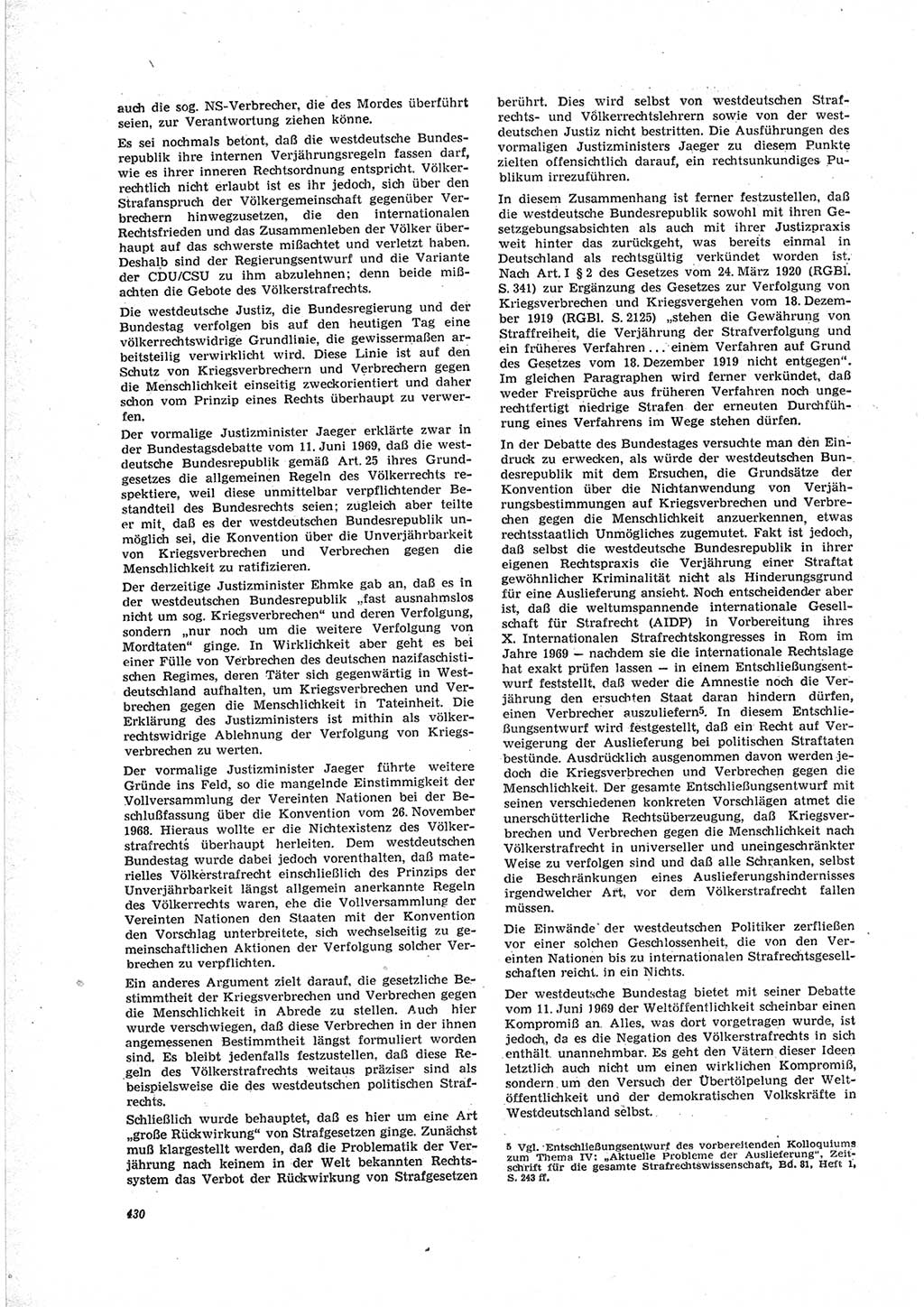 Neue Justiz (NJ), Zeitschrift für Recht und Rechtswissenschaft [Deutsche Demokratische Republik (DDR)], 23. Jahrgang 1969, Seite 430 (NJ DDR 1969, S. 430)