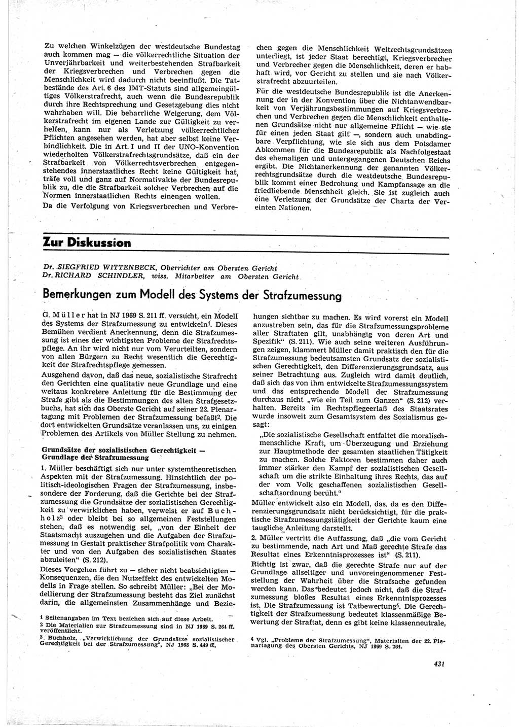 Neue Justiz (NJ), Zeitschrift für Recht und Rechtswissenschaft [Deutsche Demokratische Republik (DDR)], 23. Jahrgang 1969, Seite 431 (NJ DDR 1969, S. 431)