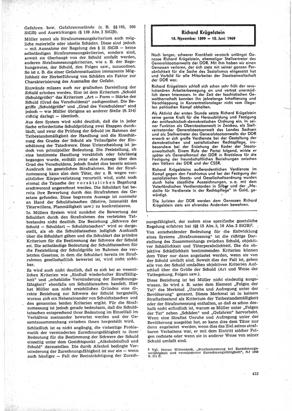 Neue Justiz (NJ), Zeitschrift für Recht und Rechtswissenschaft [Deutsche Demokratische Republik (DDR)], 23. Jahrgang 1969, Seite 433 (NJ DDR 1969, S. 433)