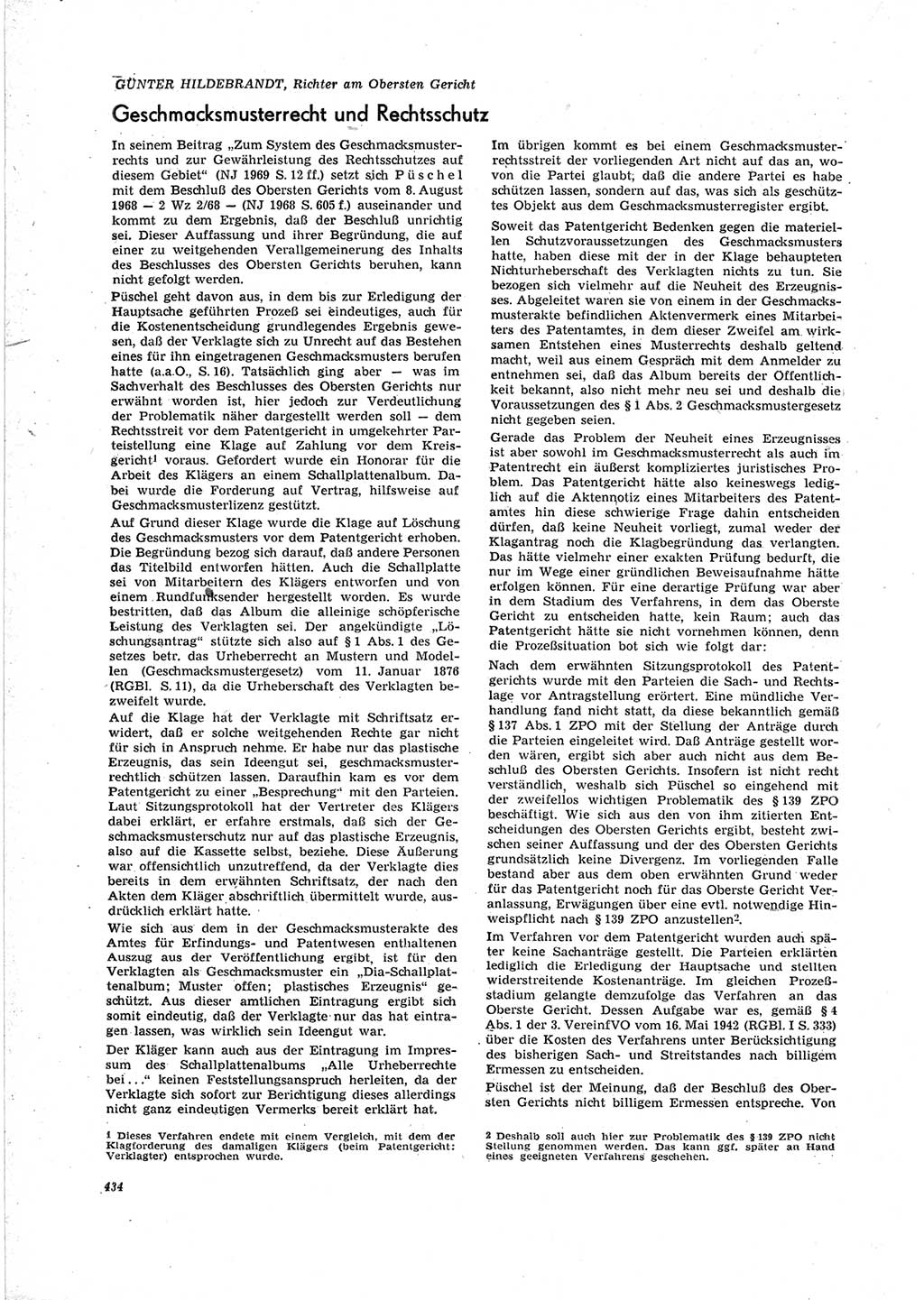 Neue Justiz (NJ), Zeitschrift für Recht und Rechtswissenschaft [Deutsche Demokratische Republik (DDR)], 23. Jahrgang 1969, Seite 434 (NJ DDR 1969, S. 434)