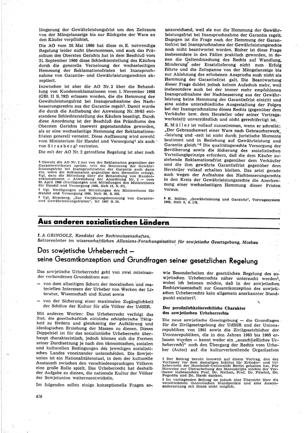 Neue Justiz (NJ), Zeitschrift für Recht und Rechtswissenschaft [Deutsche Demokratische Republik (DDR)], 23. Jahrgang 1969, Seite 436 (NJ DDR 1969, S. 436)