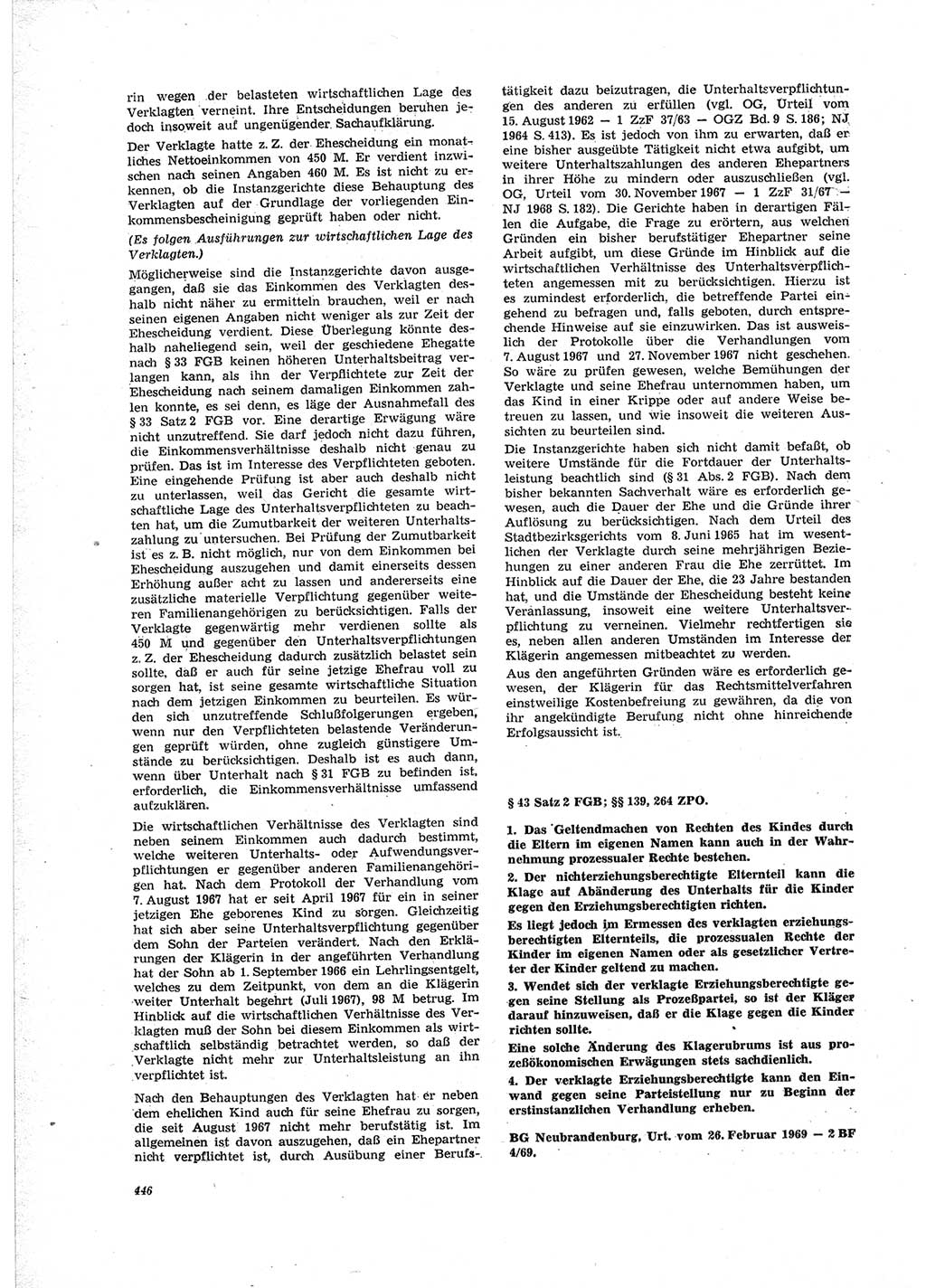 Neue Justiz (NJ), Zeitschrift für Recht und Rechtswissenschaft [Deutsche Demokratische Republik (DDR)], 23. Jahrgang 1969, Seite 446 (NJ DDR 1969, S. 446)
