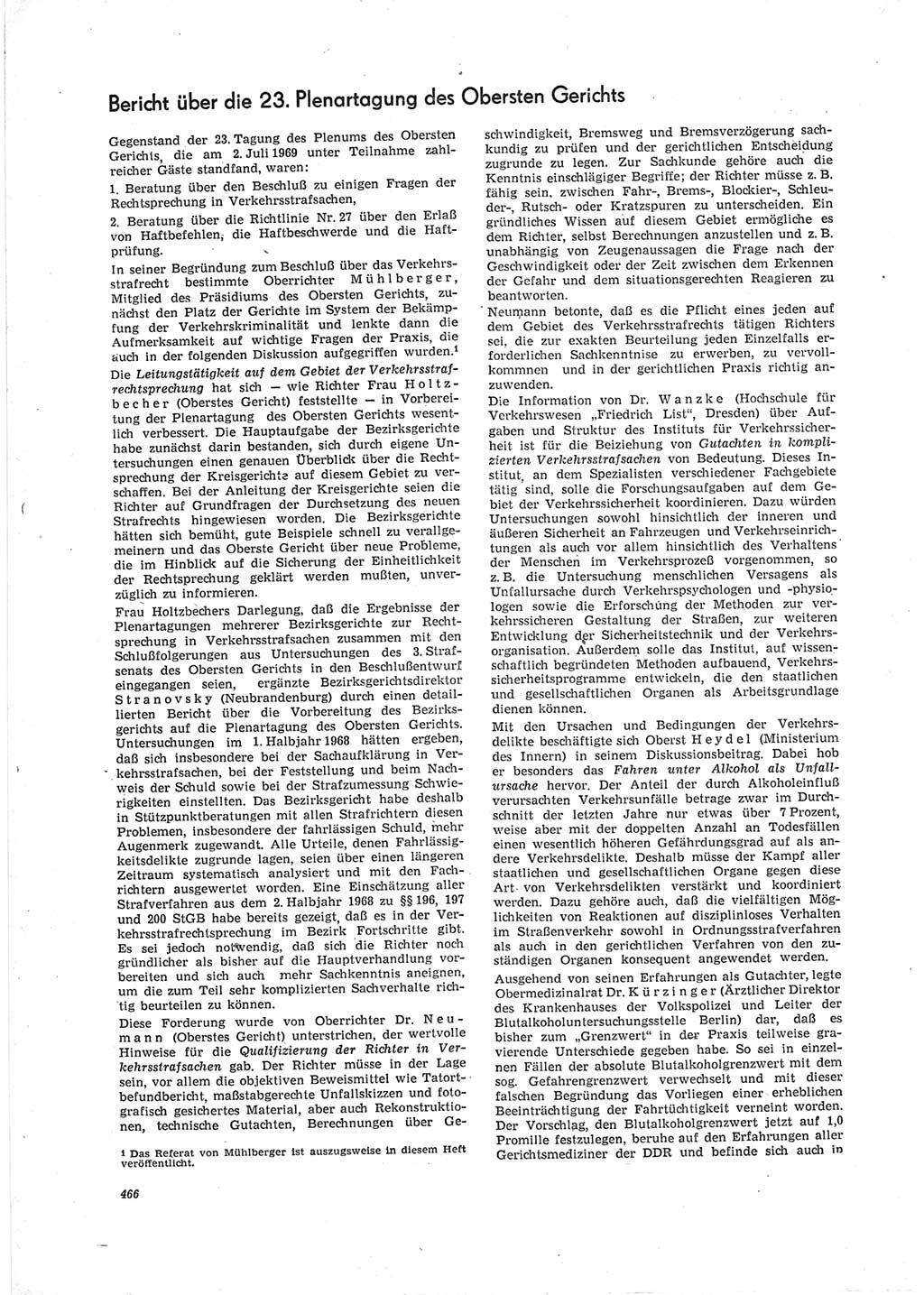 Neue Justiz (NJ), Zeitschrift für Recht und Rechtswissenschaft [Deutsche Demokratische Republik (DDR)], 23. Jahrgang 1969, Seite 466 (NJ DDR 1969, S. 466)
