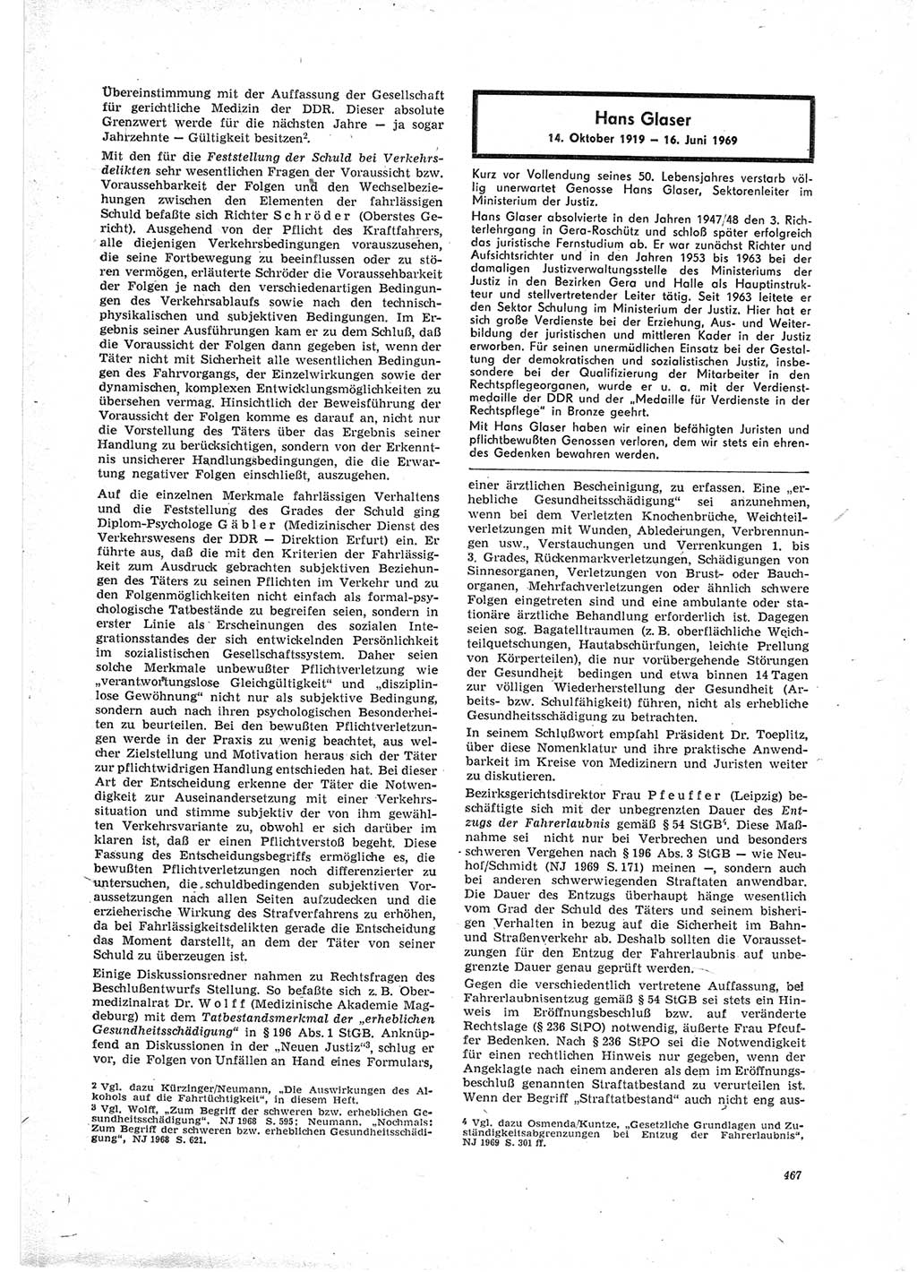 Neue Justiz (NJ), Zeitschrift für Recht und Rechtswissenschaft [Deutsche Demokratische Republik (DDR)], 23. Jahrgang 1969, Seite 467 (NJ DDR 1969, S. 467)