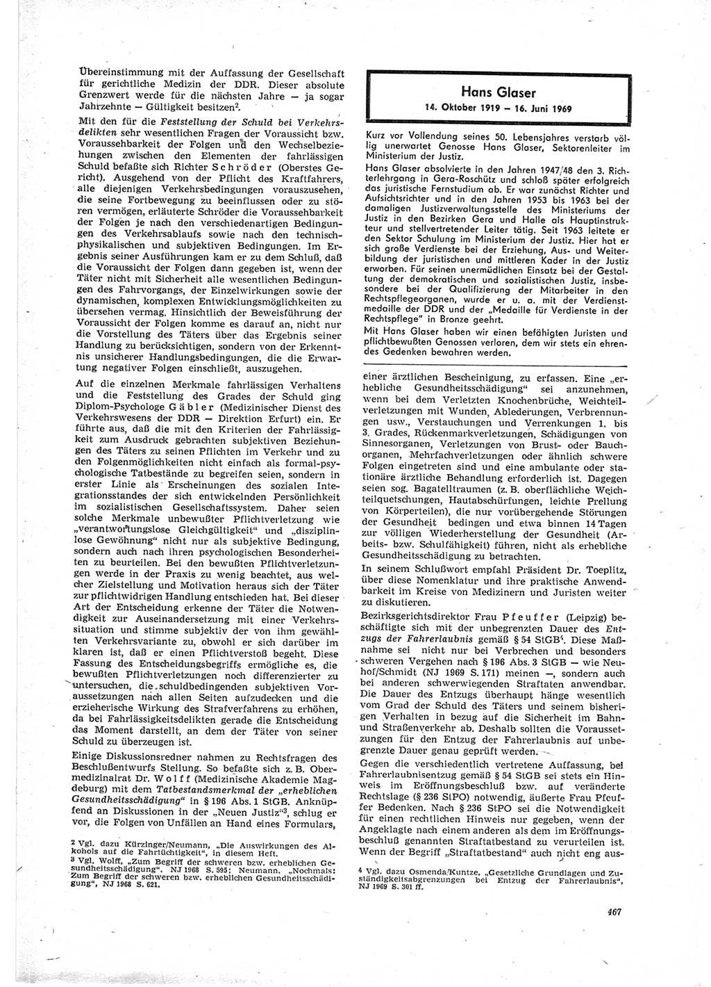 Neue Justiz (NJ), Zeitschrift für Recht und Rechtswissenschaft [Deutsche Demokratische Republik (DDR)], 23. Jahrgang 1969, Seite 467 (NJ DDR 1969, S. 467)