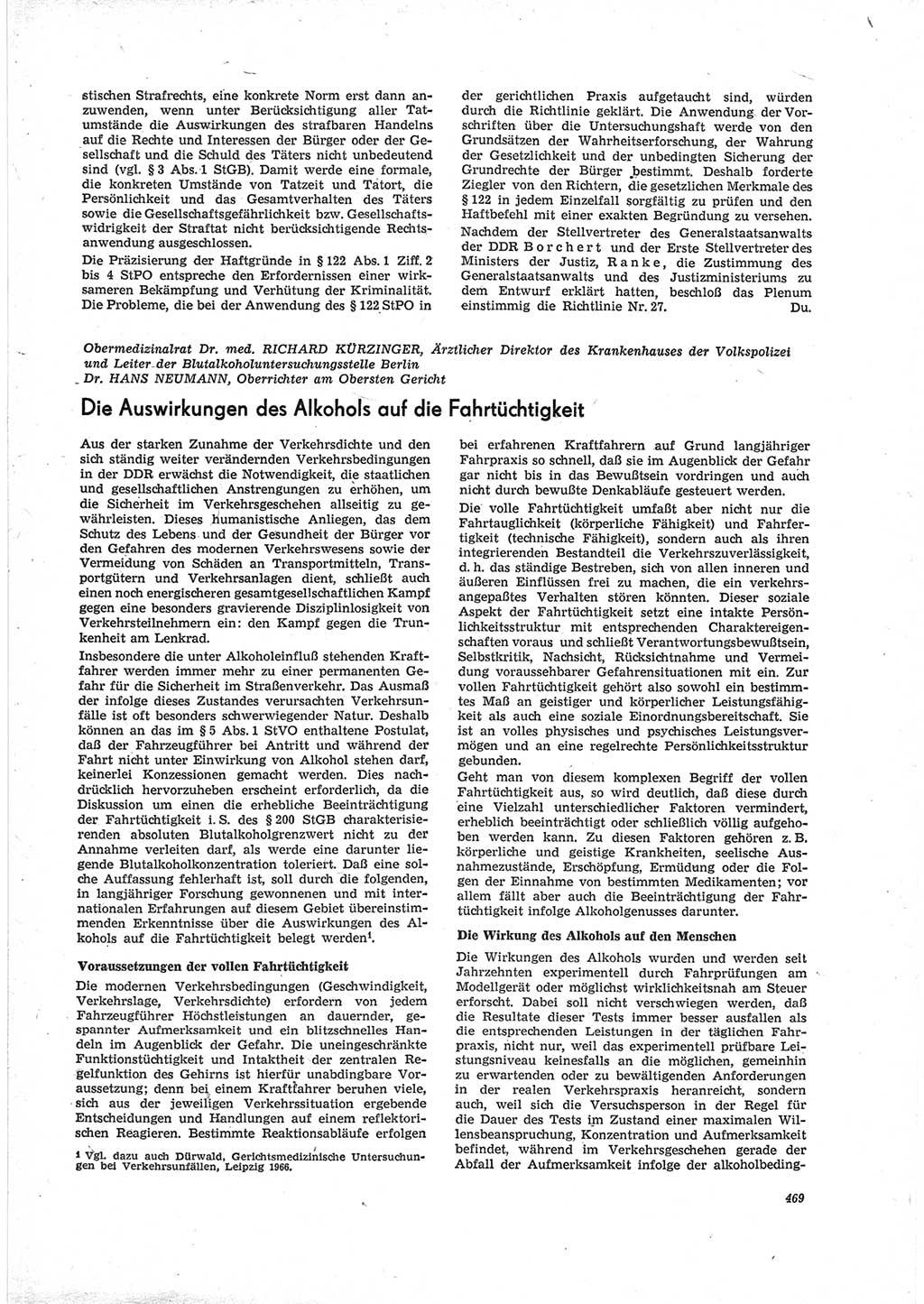 Neue Justiz (NJ), Zeitschrift für Recht und Rechtswissenschaft [Deutsche Demokratische Republik (DDR)], 23. Jahrgang 1969, Seite 469 (NJ DDR 1969, S. 469)