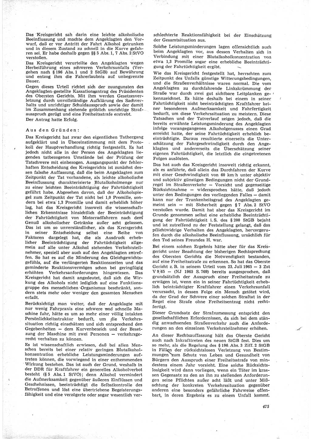 Neue Justiz (NJ), Zeitschrift für Recht und Rechtswissenschaft [Deutsche Demokratische Republik (DDR)], 23. Jahrgang 1969, Seite 475 (NJ DDR 1969, S. 475)