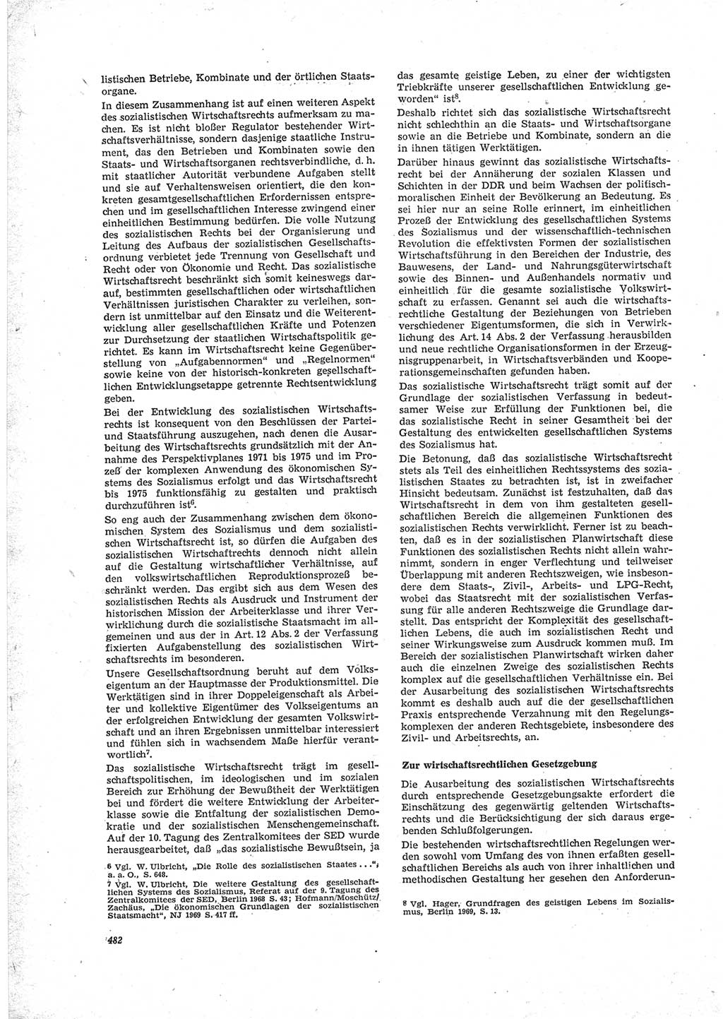 Neue Justiz (NJ), Zeitschrift für Recht und Rechtswissenschaft [Deutsche Demokratische Republik (DDR)], 23. Jahrgang 1969, Seite 482 (NJ DDR 1969, S. 482)