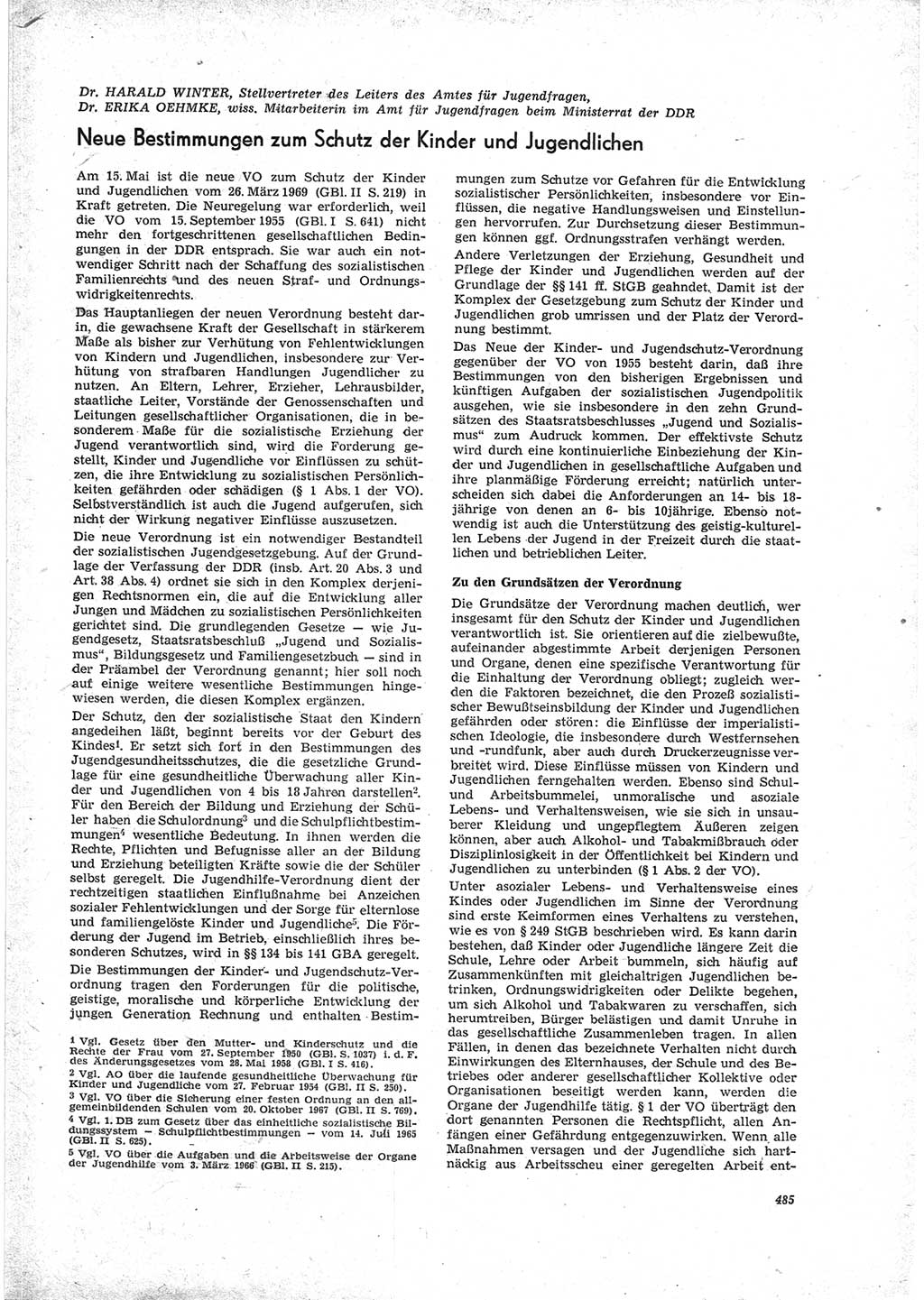 Neue Justiz (NJ), Zeitschrift für Recht und Rechtswissenschaft [Deutsche Demokratische Republik (DDR)], 23. Jahrgang 1969, Seite 485 (NJ DDR 1969, S. 485)